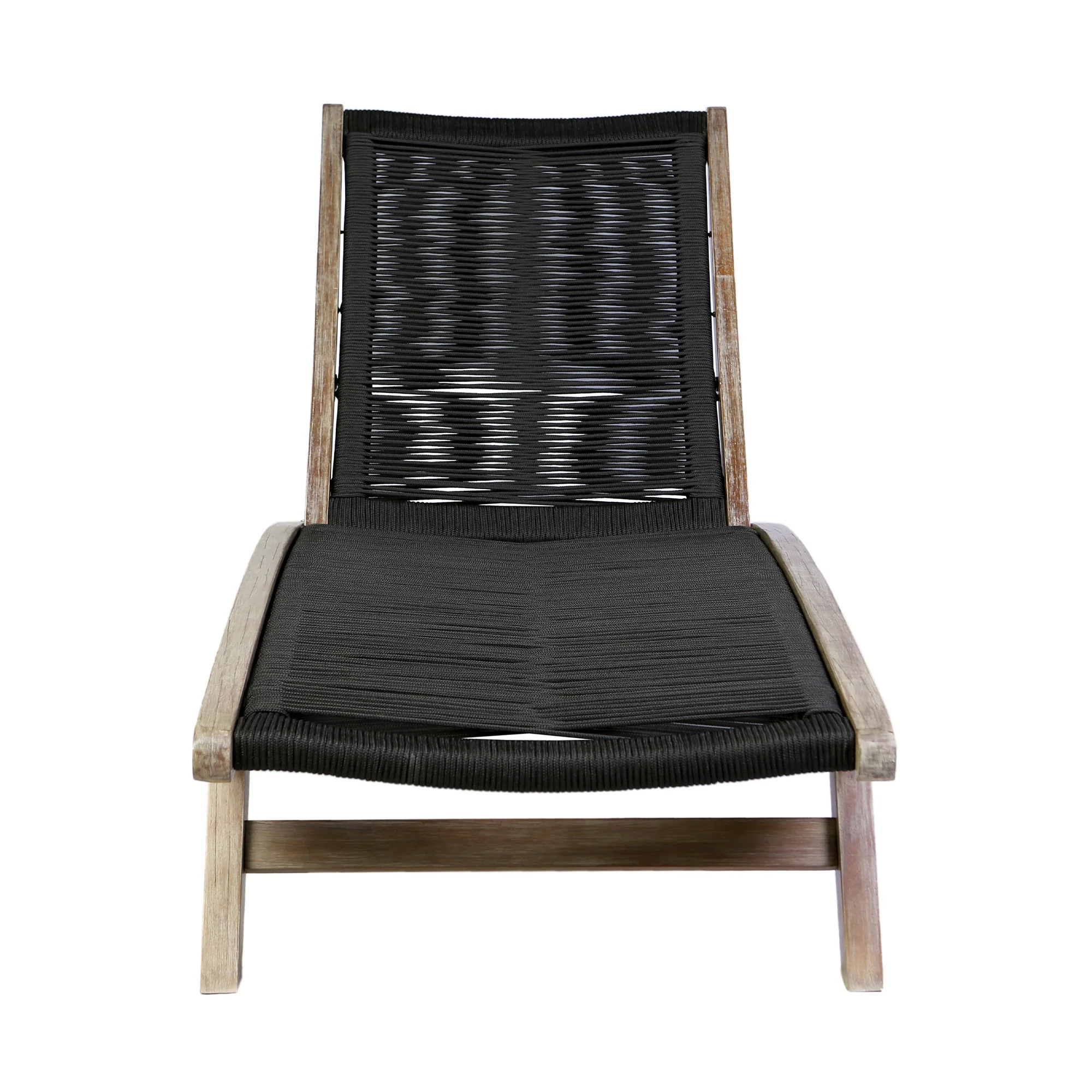 Chateau Outdoor Patio Adjustable Chaise Lounge Chair in Eucalyptus Wood and Grey Rope By Armen Living - Image 13