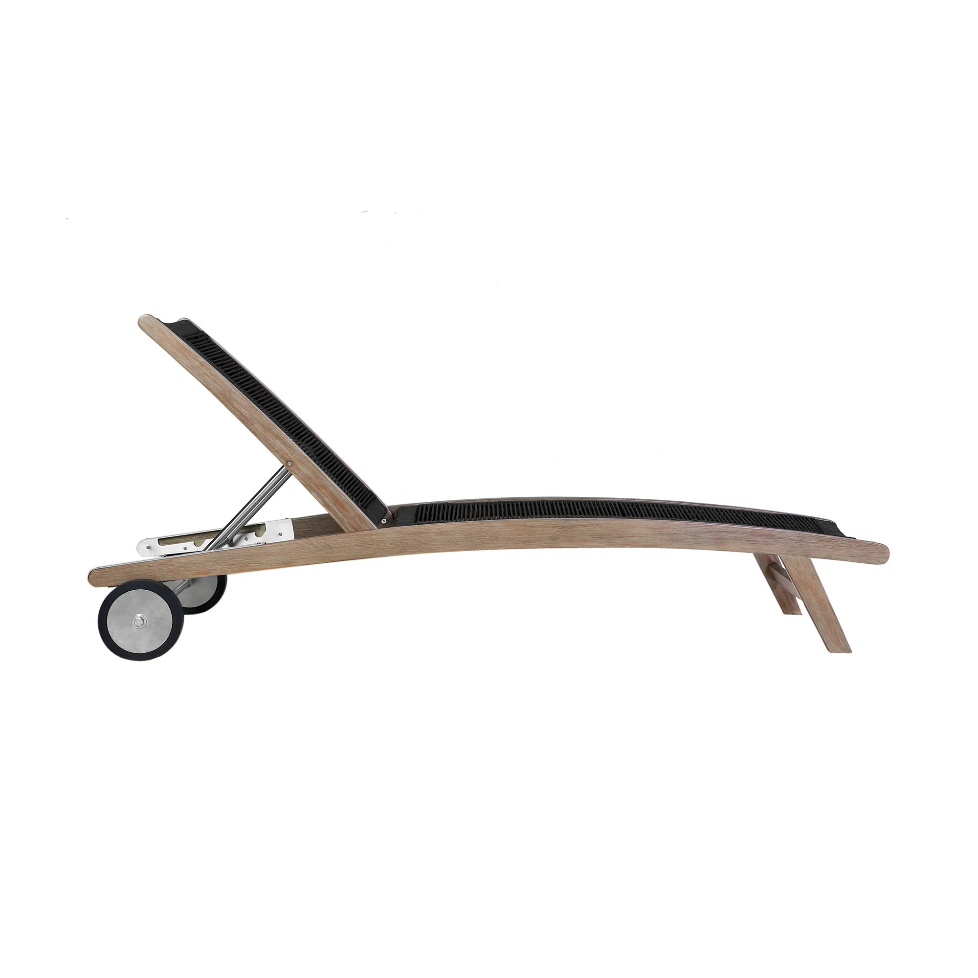 Chateau Outdoor Patio Adjustable Chaise Lounge Chair in Eucalyptus Wood and Grey Rope By Armen Living - Image 14