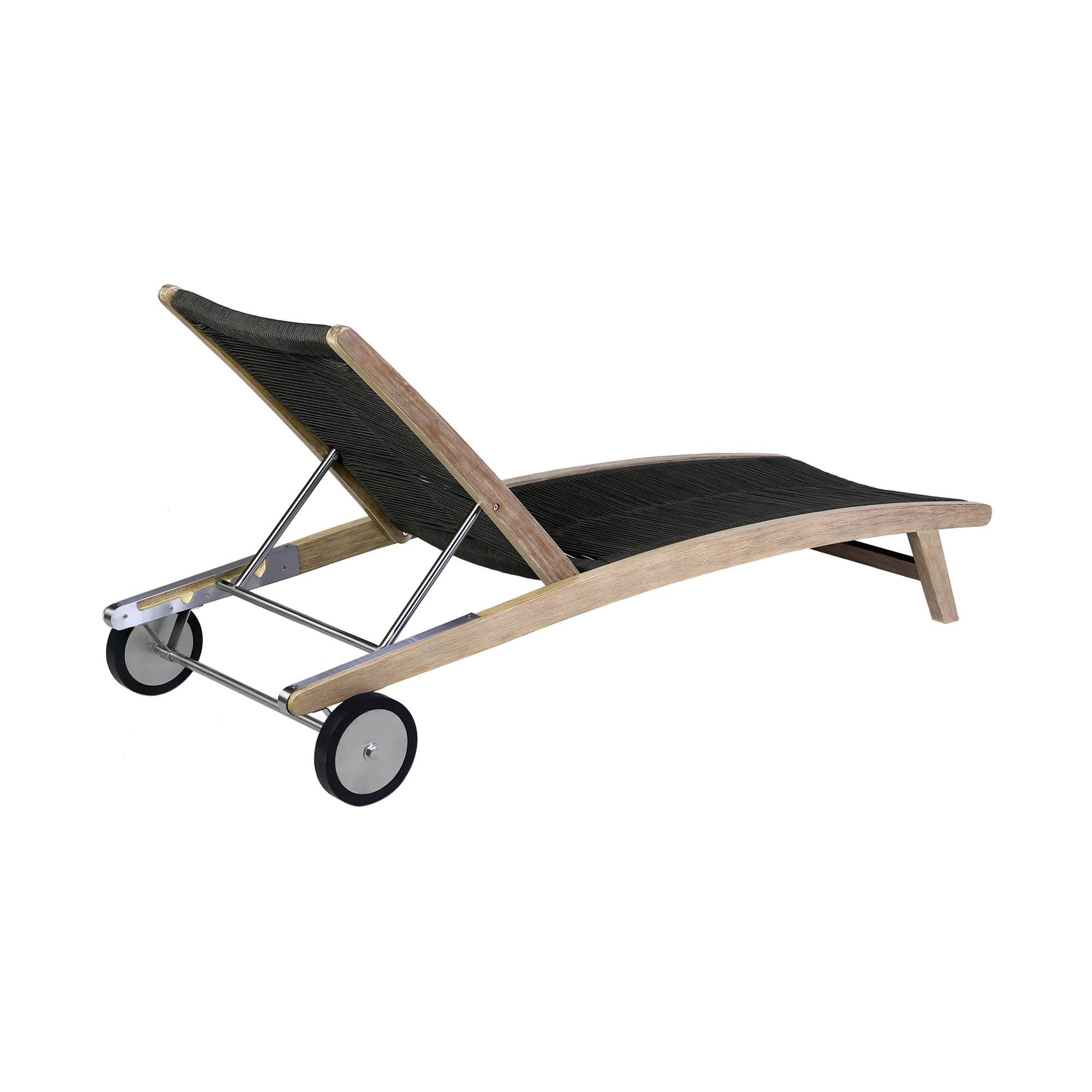 Chateau Outdoor Patio Adjustable Chaise Lounge Chair in Eucalyptus Wood and Grey Rope By Armen Living - Image 15