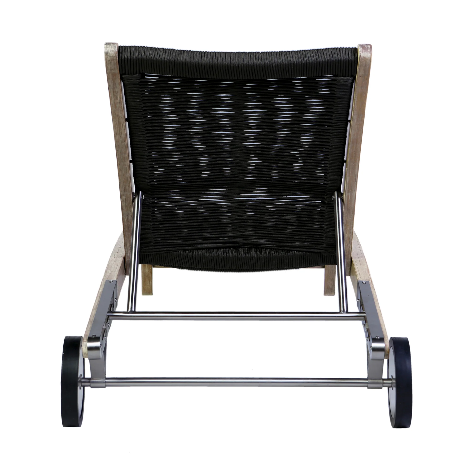 Chateau Outdoor Patio Adjustable Chaise Lounge Chair in Eucalyptus Wood and Grey Rope By Armen Living - Image 16