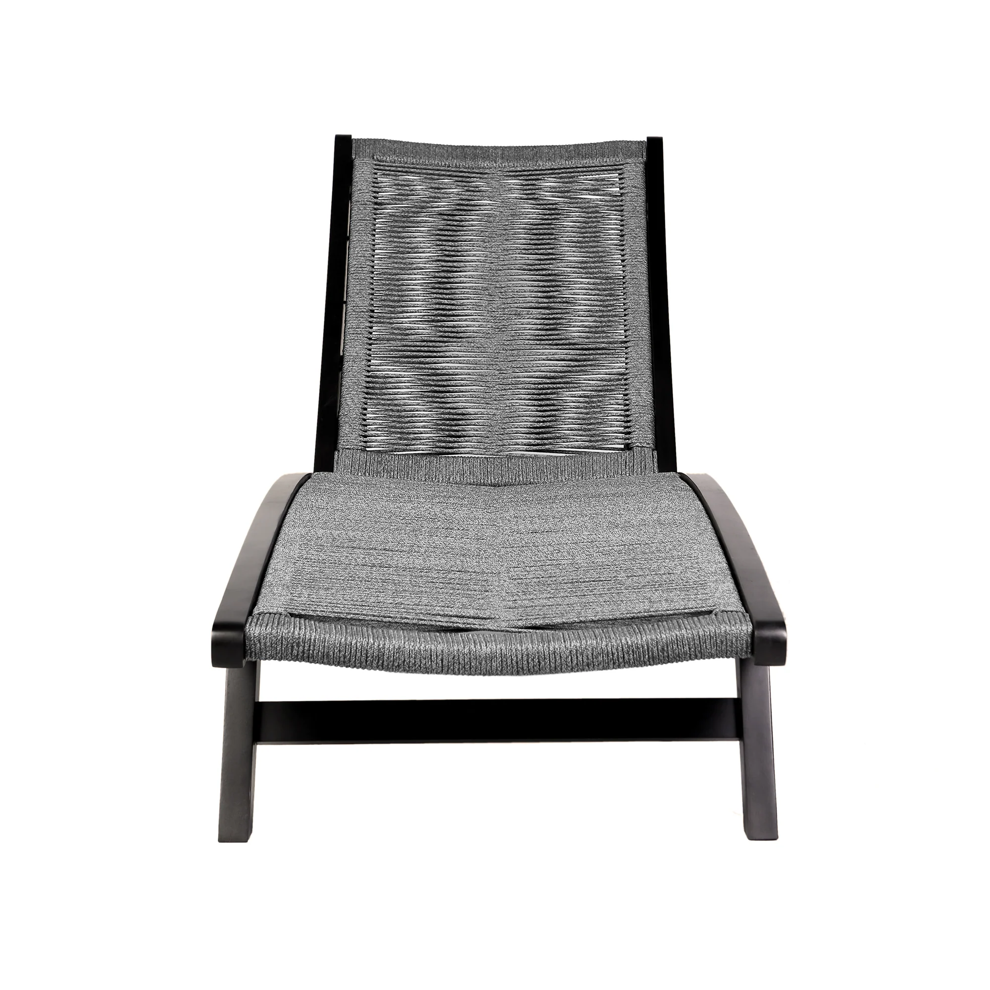 Chateau Outdoor Patio Adjustable Chaise Lounge Chair in Eucalyptus Wood and Grey Rope By Armen Living - Image 3