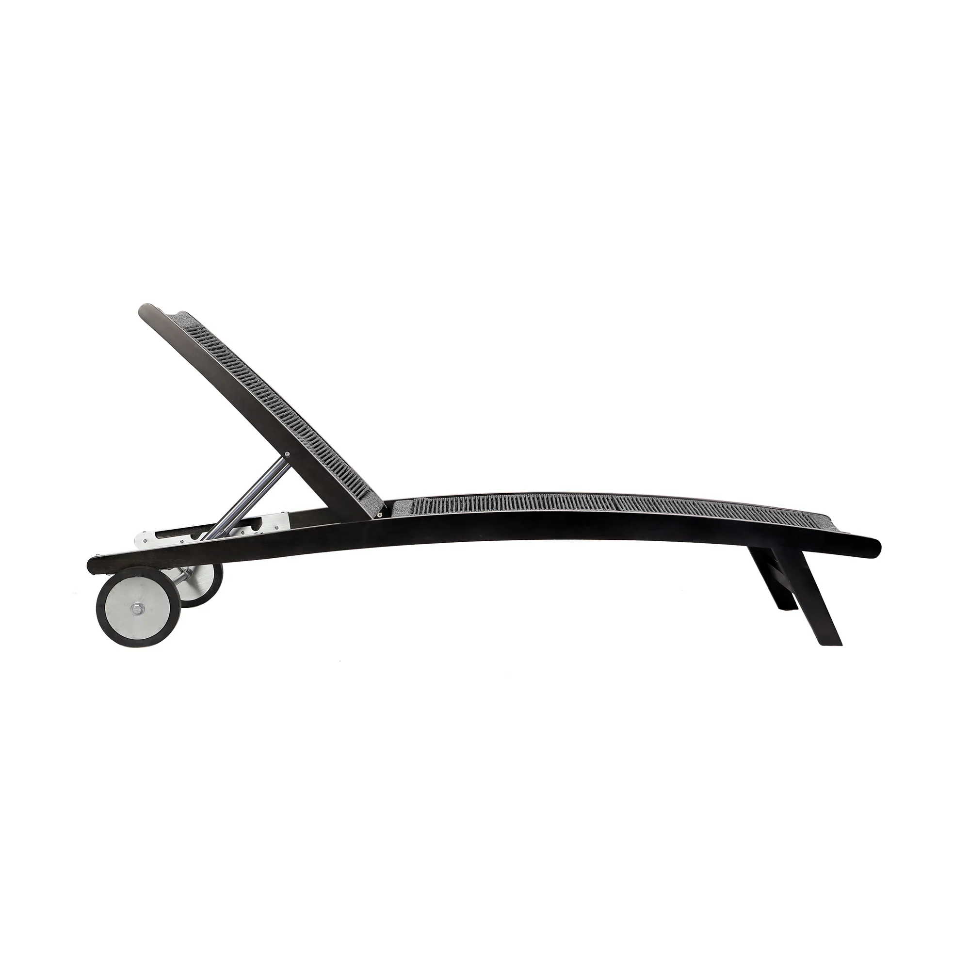 Chateau Outdoor Patio Adjustable Chaise Lounge Chair in Eucalyptus Wood and Grey Rope By Armen Living - Image 4