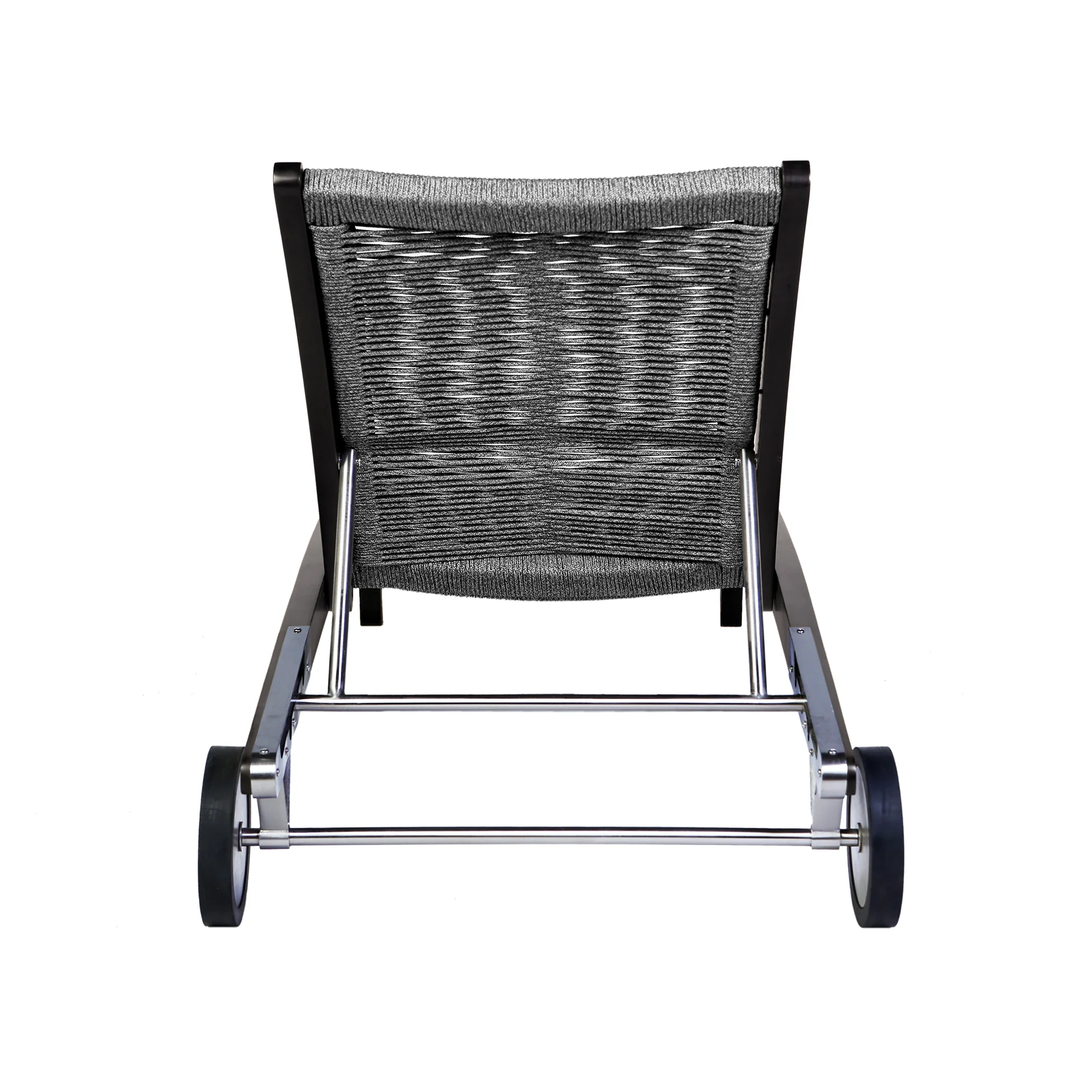 Chateau Outdoor Patio Adjustable Chaise Lounge Chair in Eucalyptus Wood and Grey Rope By Armen Living - Image 6