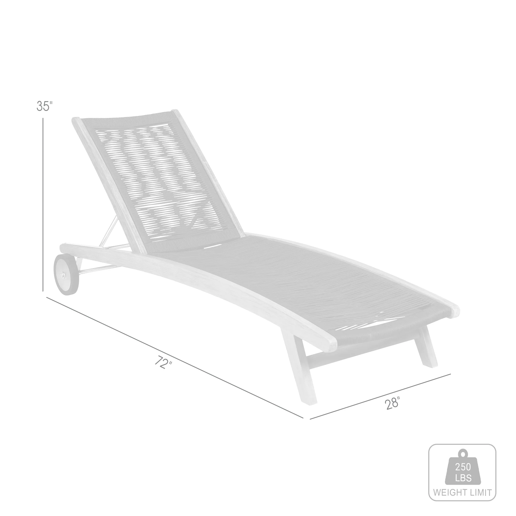Chateau Outdoor Patio Adjustable Chaise Lounge Chair in Eucalyptus Wood and Grey Rope By Armen Living - Image 9
