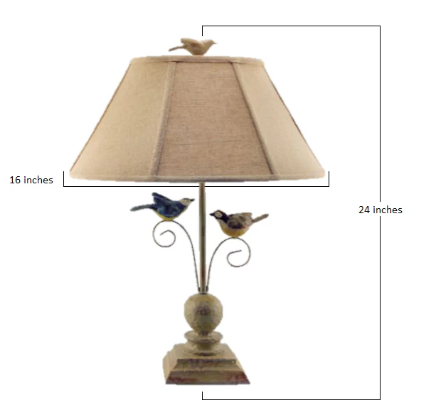 Cheerful Taupe Base Table Lamp with 3D Colorful Birds By Homeroots - Image 2