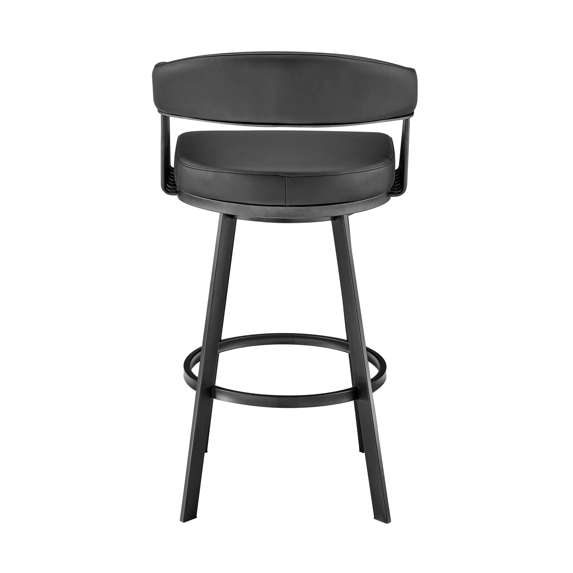 Chelsea 26" Counter Height Swivel Bar Stool in Black Finish and Black Faux Leather By Armen Living - Image 6