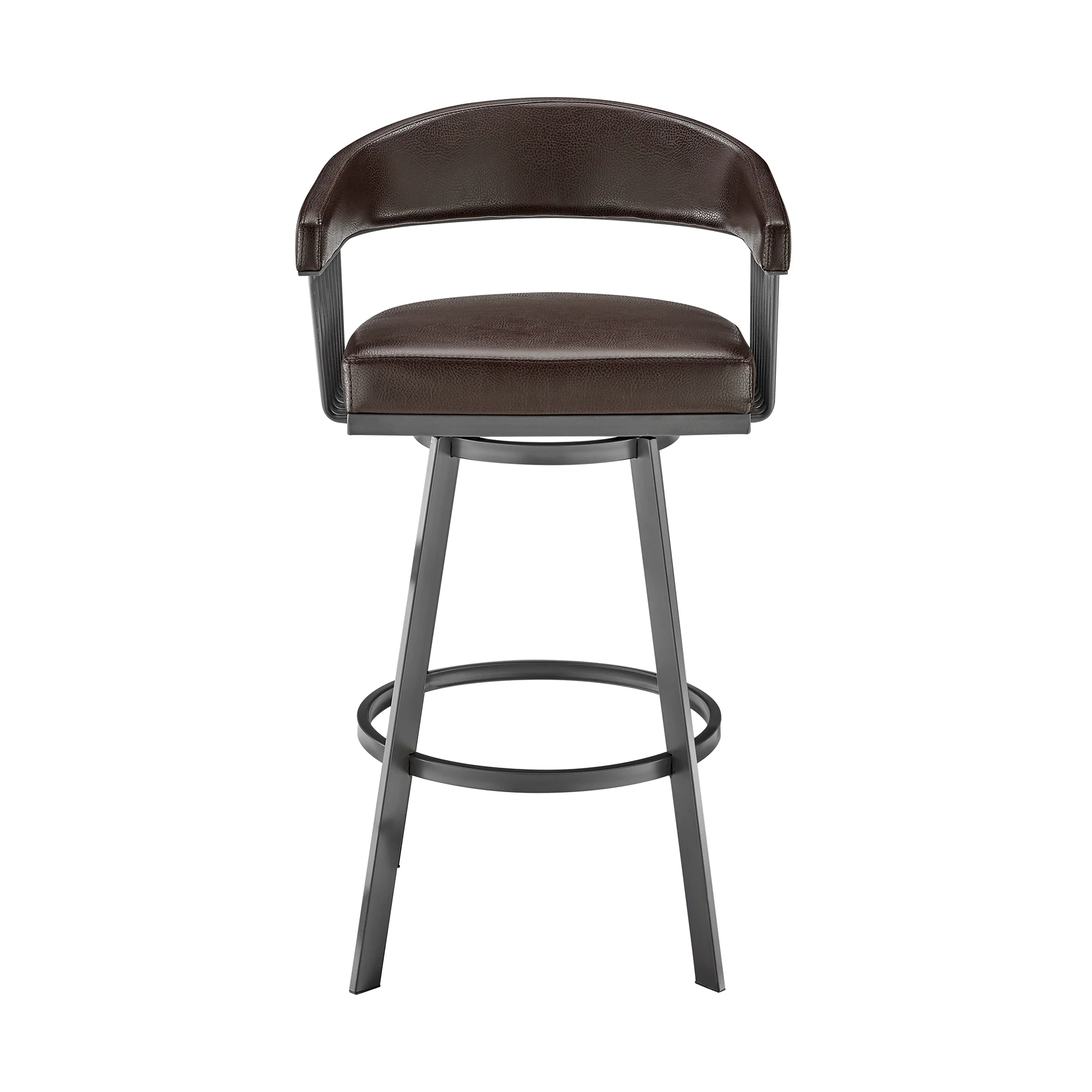 Chelsea 26" Counter Height Swivel Bar Stool in Java Brown Finish and Chocolate Faux Leather By Armen Living - Image 3