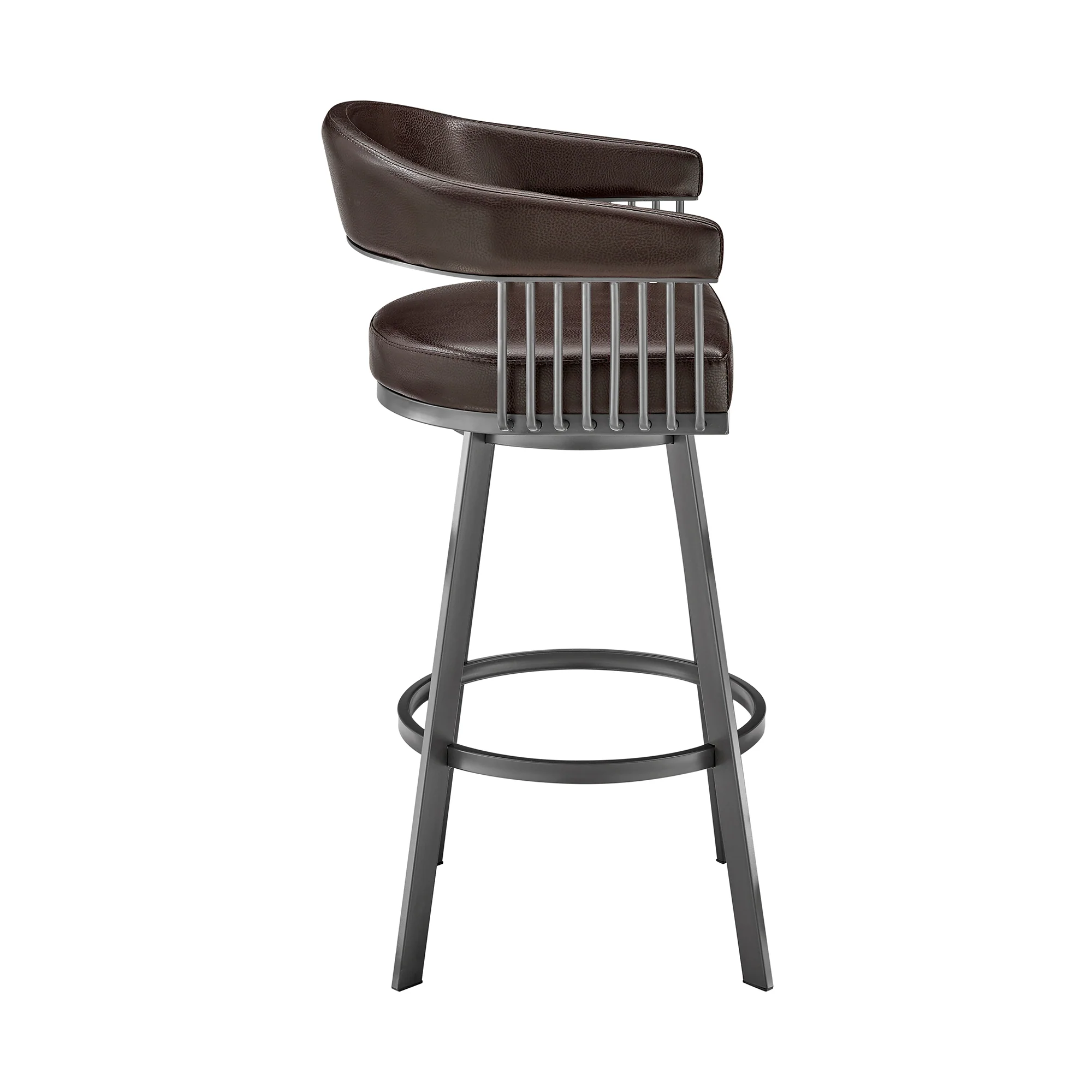Chelsea 26" Counter Height Swivel Bar Stool in Java Brown Finish and Chocolate Faux Leather By Armen Living - Image 4