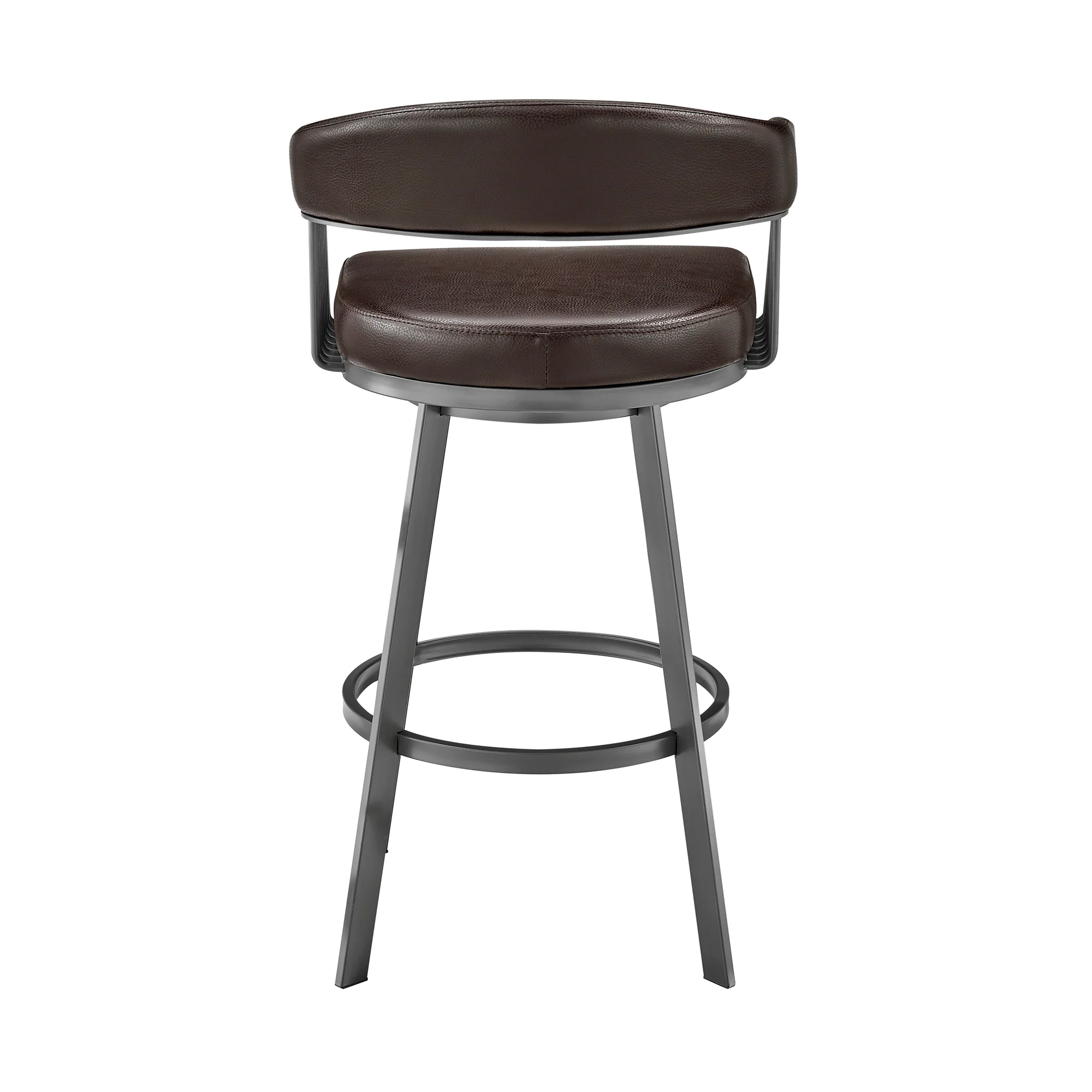 Chelsea 26" Counter Height Swivel Bar Stool in Java Brown Finish and Chocolate Faux Leather By Armen Living - Image 6