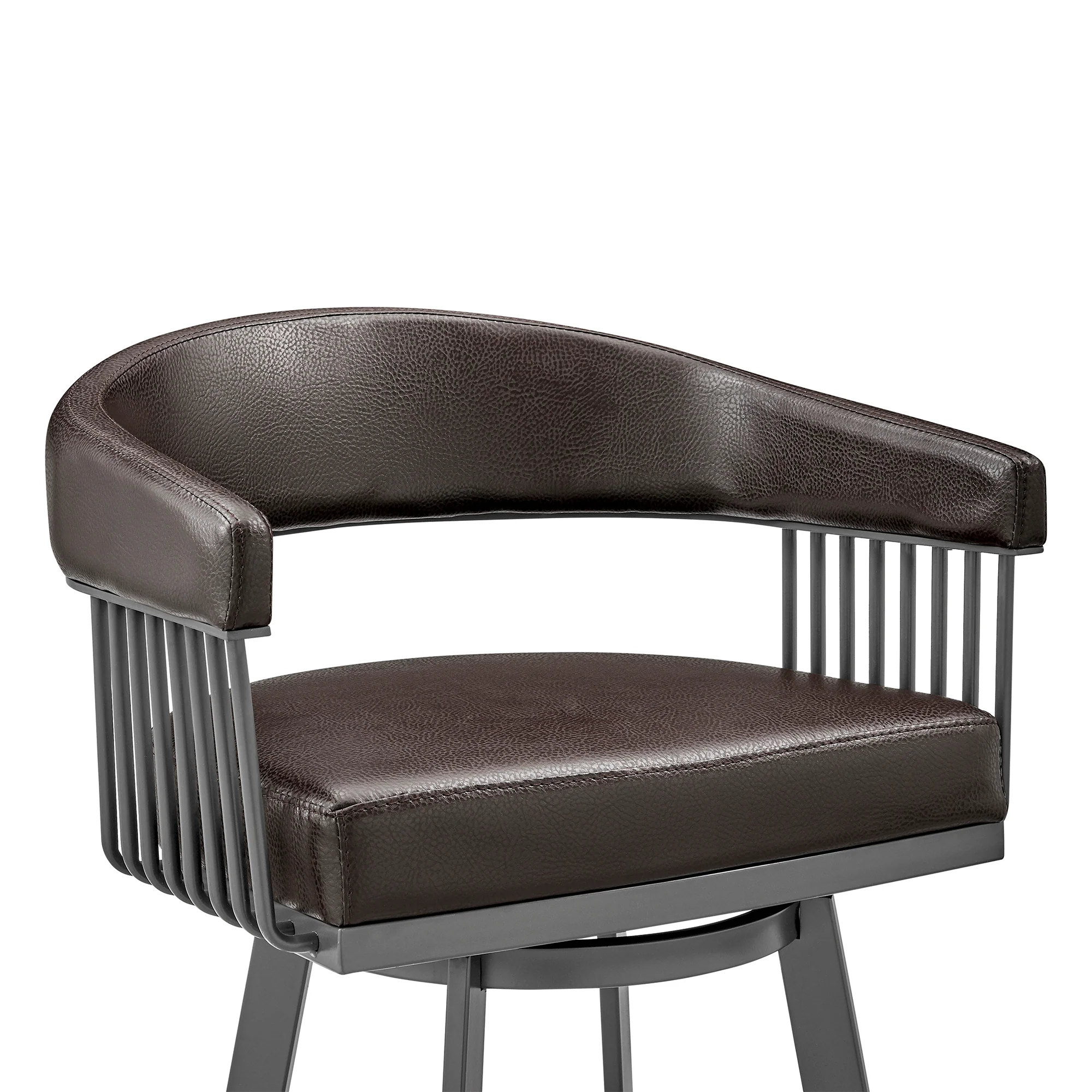 Chelsea 26" Counter Height Swivel Bar Stool in Java Brown Finish and Chocolate Faux Leather By Armen Living - Image 7