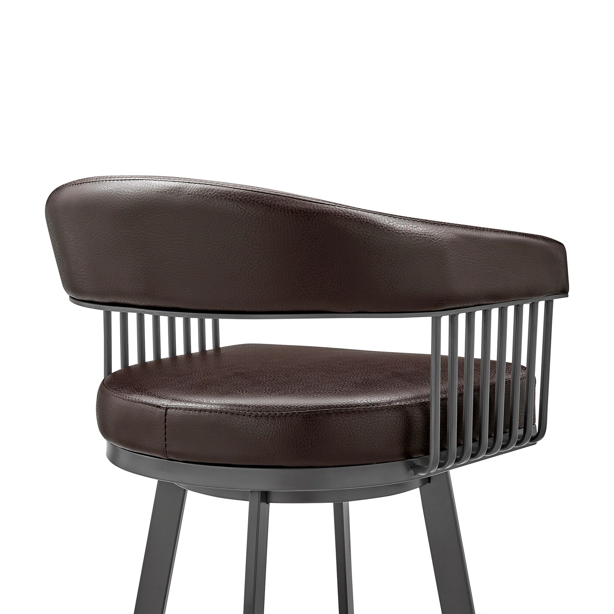 Chelsea 26" Counter Height Swivel Bar Stool in Java Brown Finish and Chocolate Faux Leather By Armen Living - Image 9