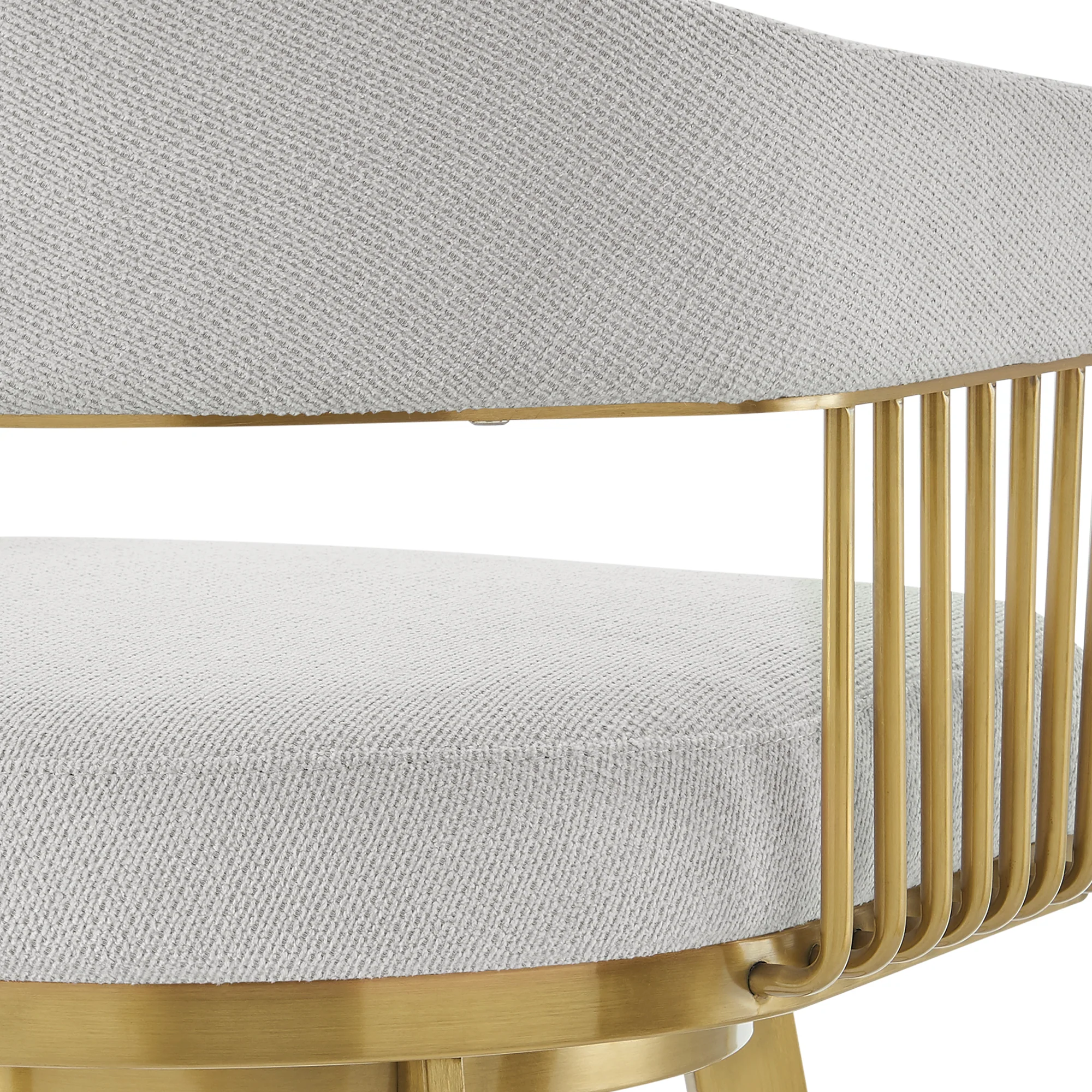 Chelsea 26" Swivel Counter Stool with Gold Brushed Stainless Steel and Silver Fabric By Armen Living - Image 10