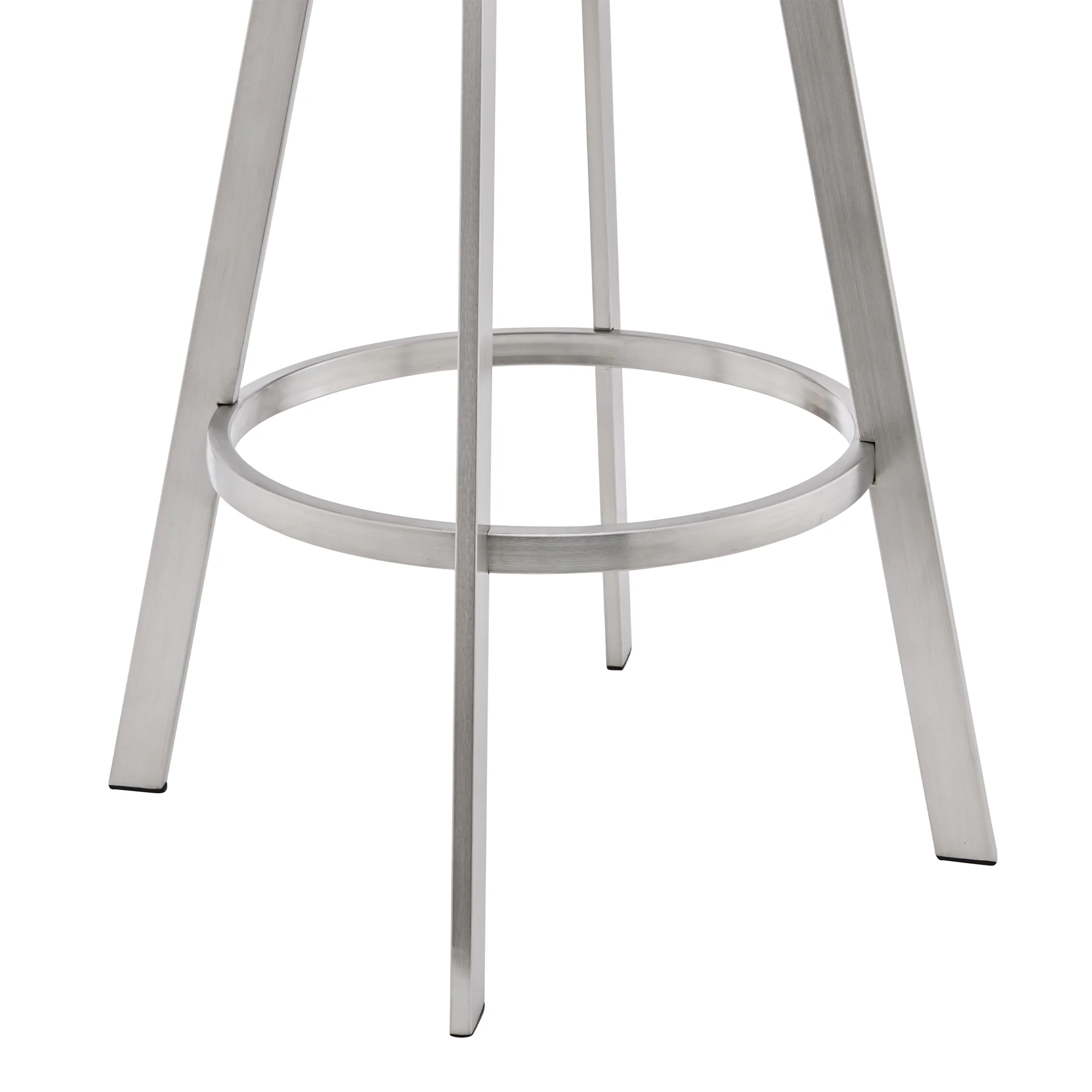 Chelsea 26" White Faux Leather and Brushed Stainless Steel Swivel Bar Stool By Armen Living - Image 7