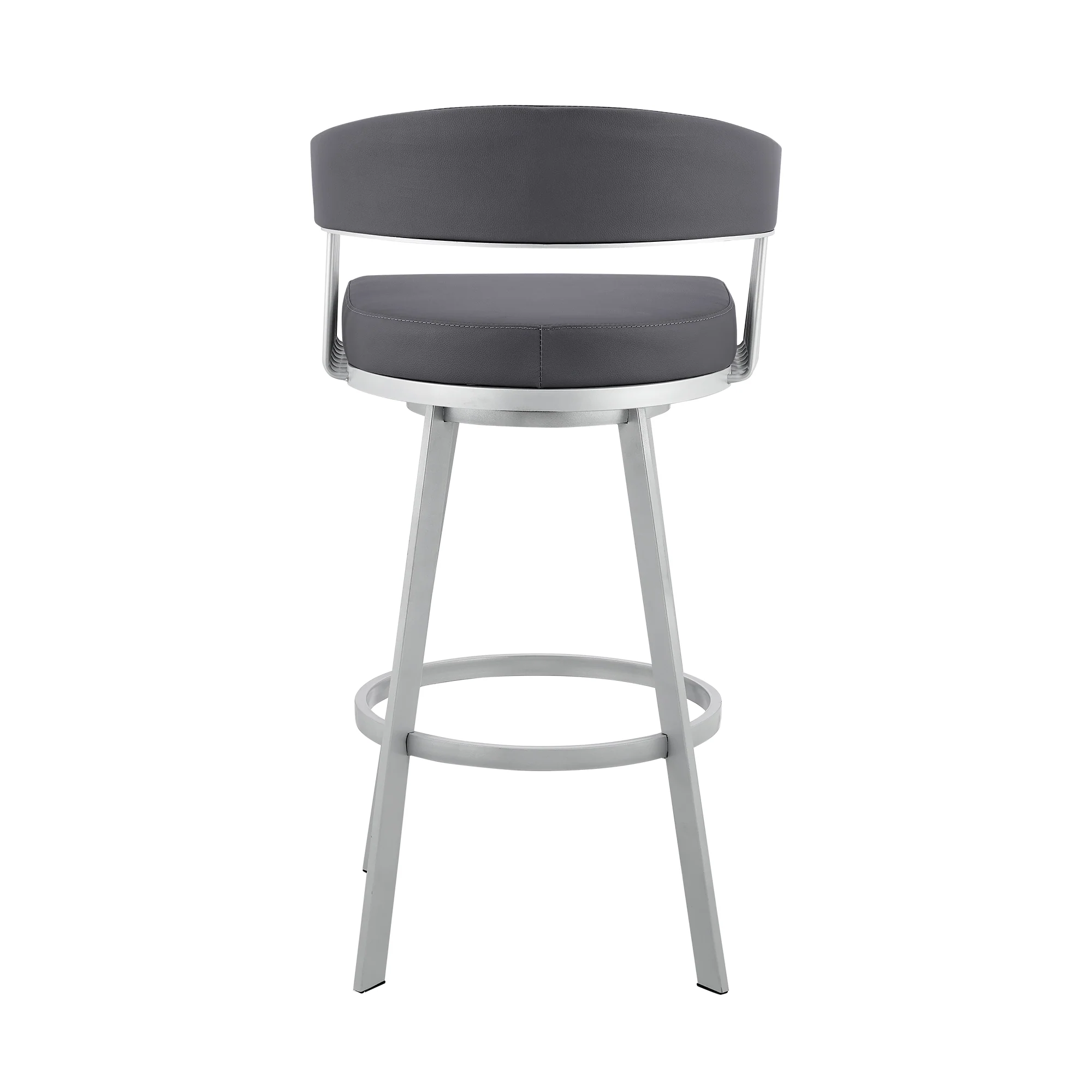 Chelsea 29" Slate Grey Faux Leather and Silver Metal Bar Stool By Armen Living - Image 6