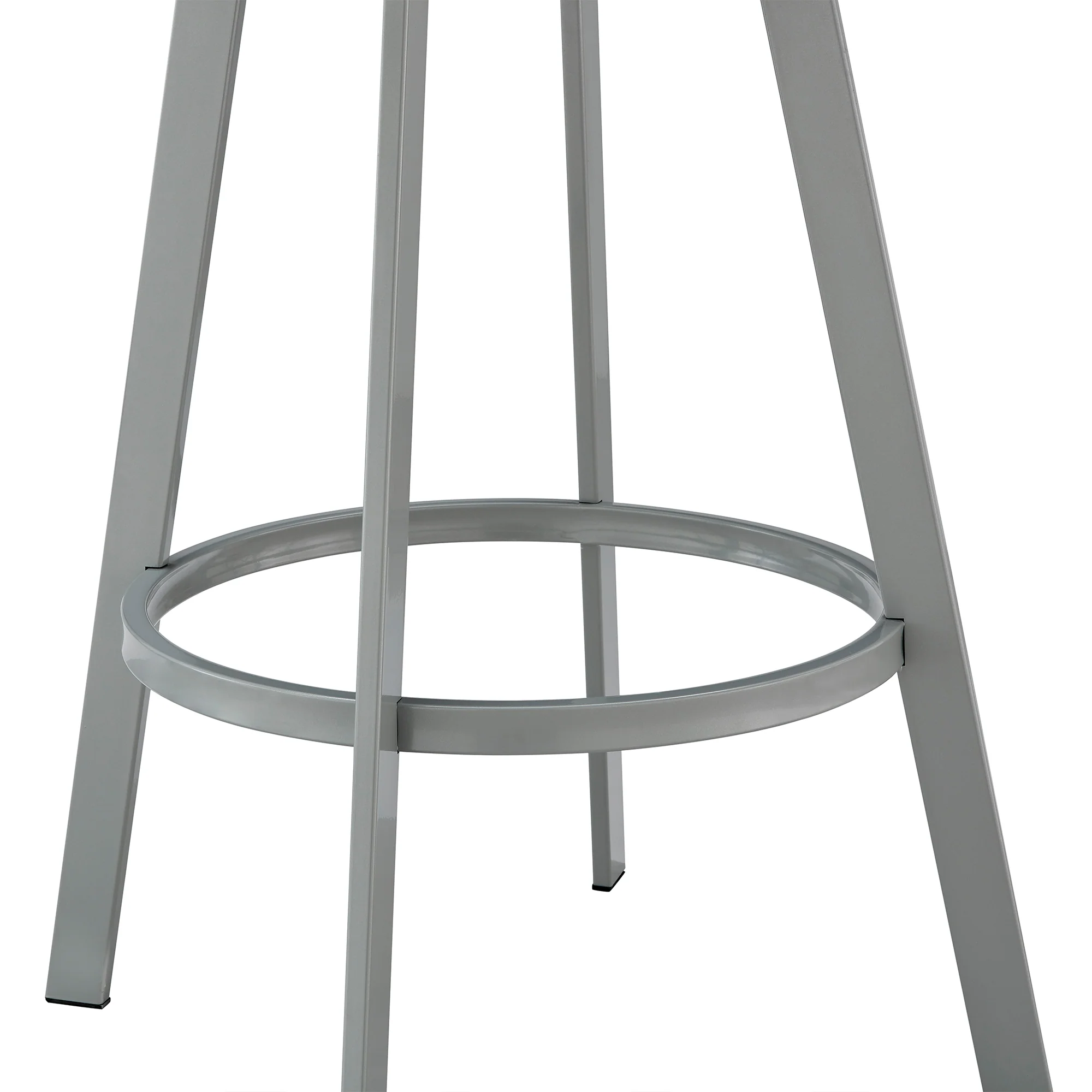 Chelsea 30" Bar Height Swivel Bar Stool in Silver finish and White Faux Leather By Armen Living - Image 8