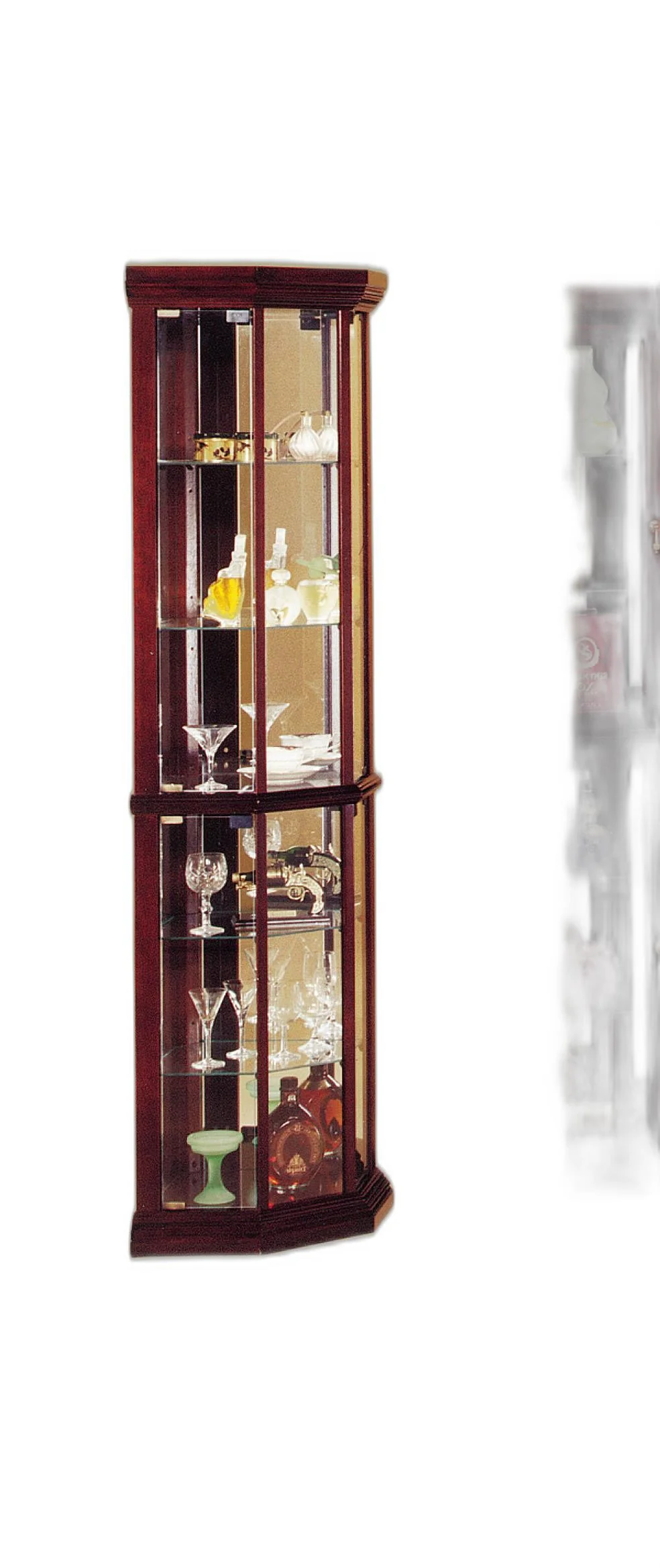 Cherry Glass Curio Cabinet By Homeroots - Image 4