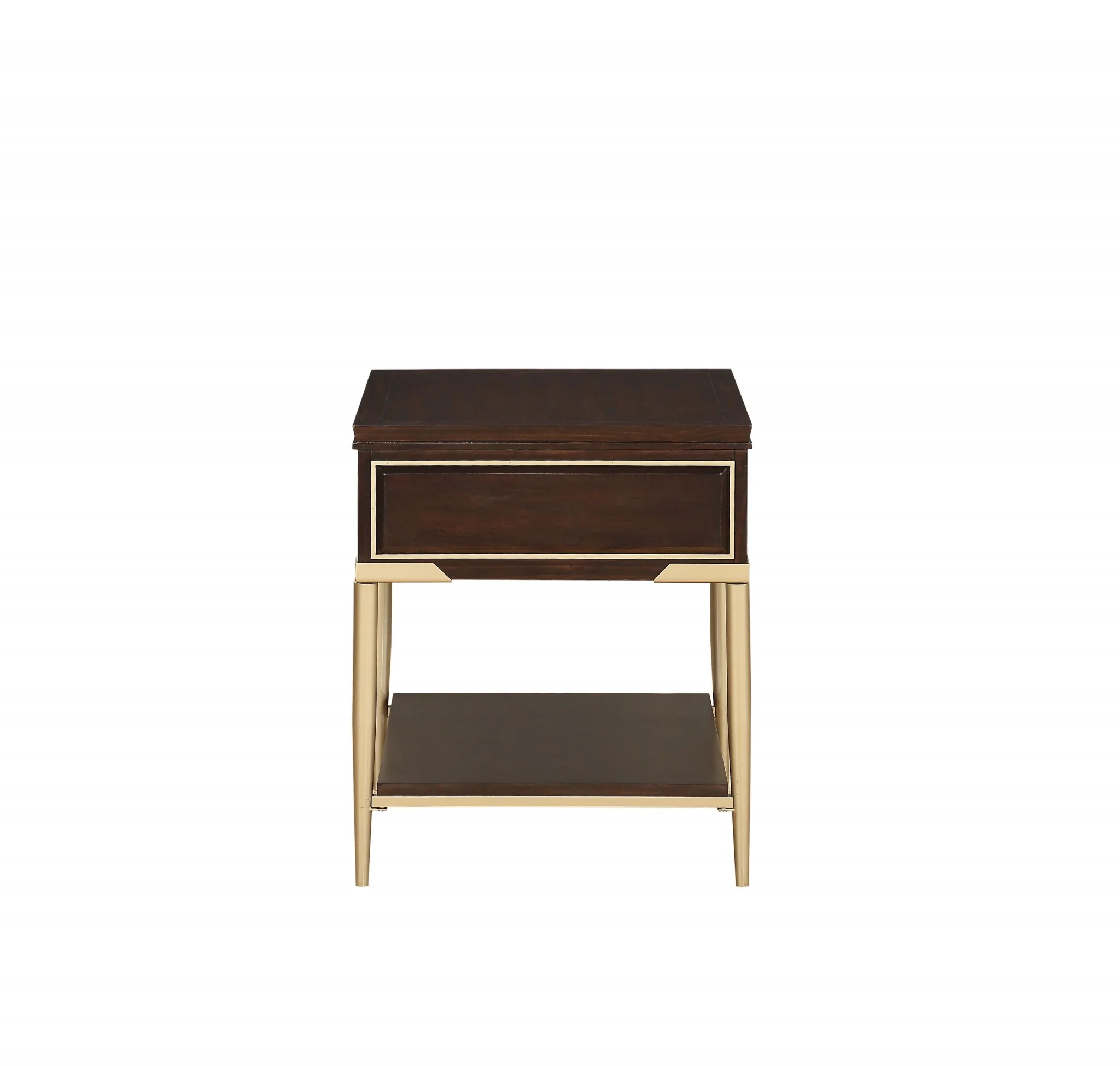 Cherry Metal Wood End Table By Homeroots - Image 2