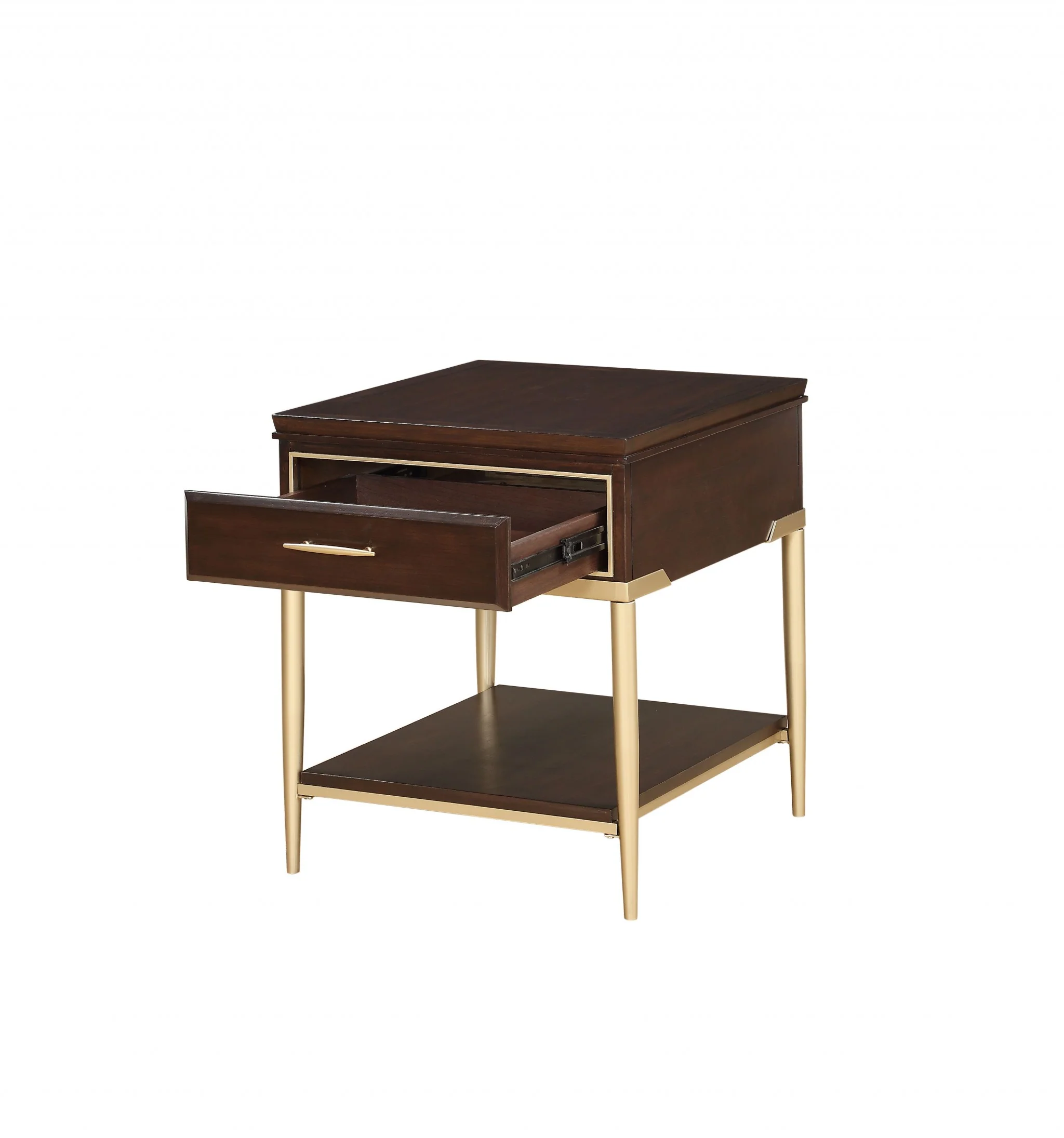 Cherry Metal Wood End Table By Homeroots - Image 3