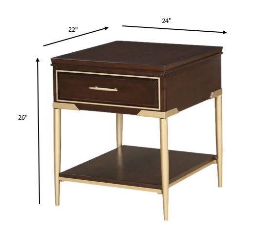 Cherry Metal Wood End Table By Homeroots - Image 4