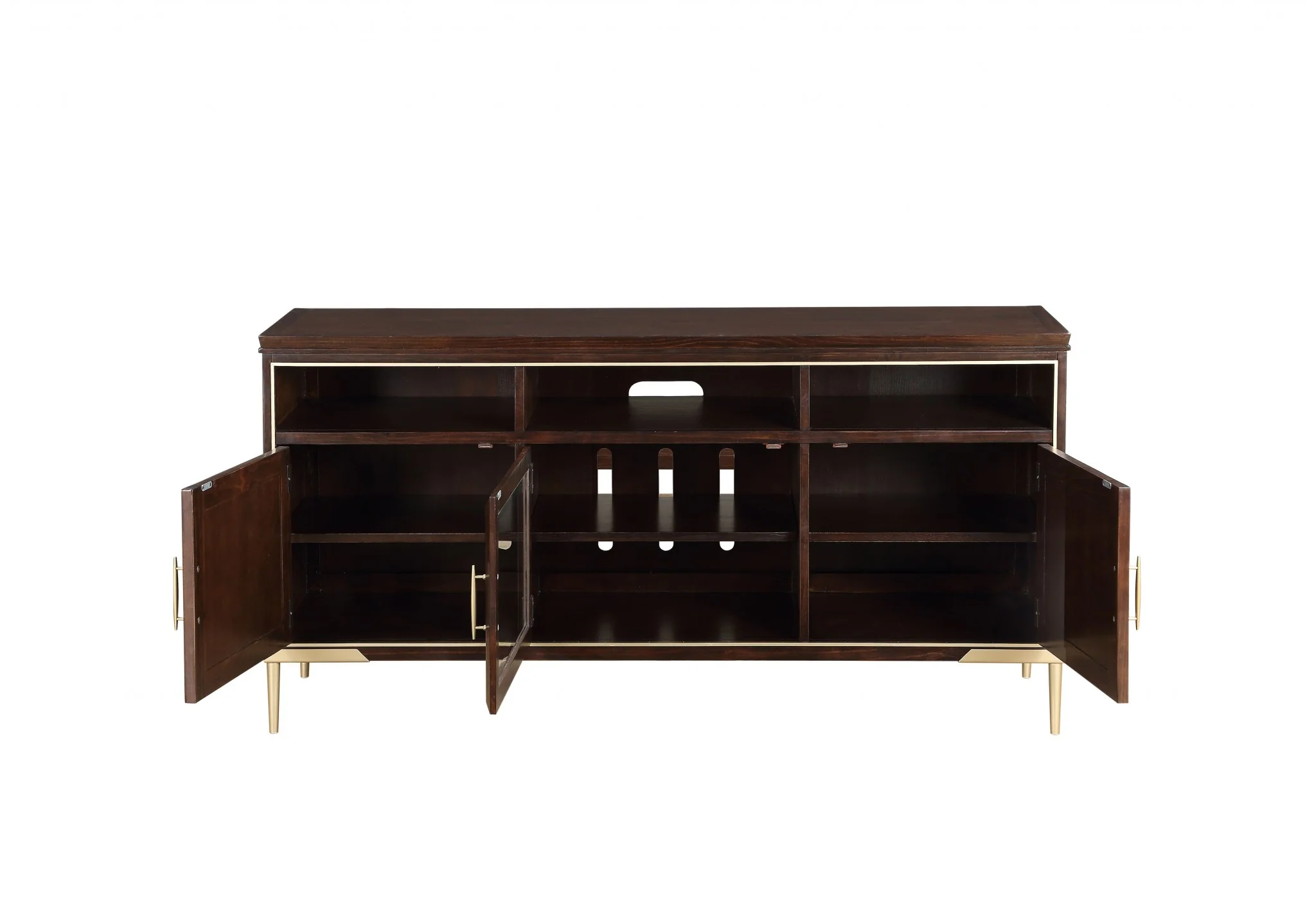 Cherry Metal Wood TV Stand By Homeroots - Image 2