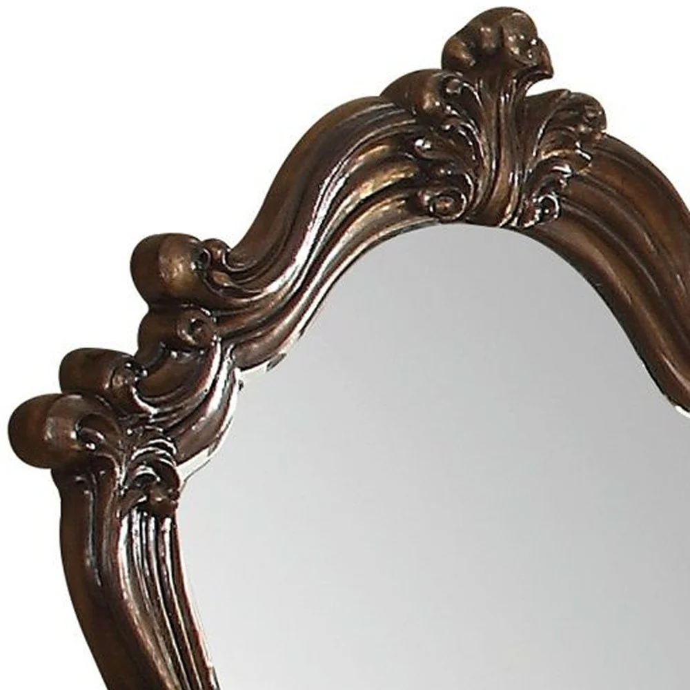 Cherry Oak Glass Mirror By Homeroots - Image 2