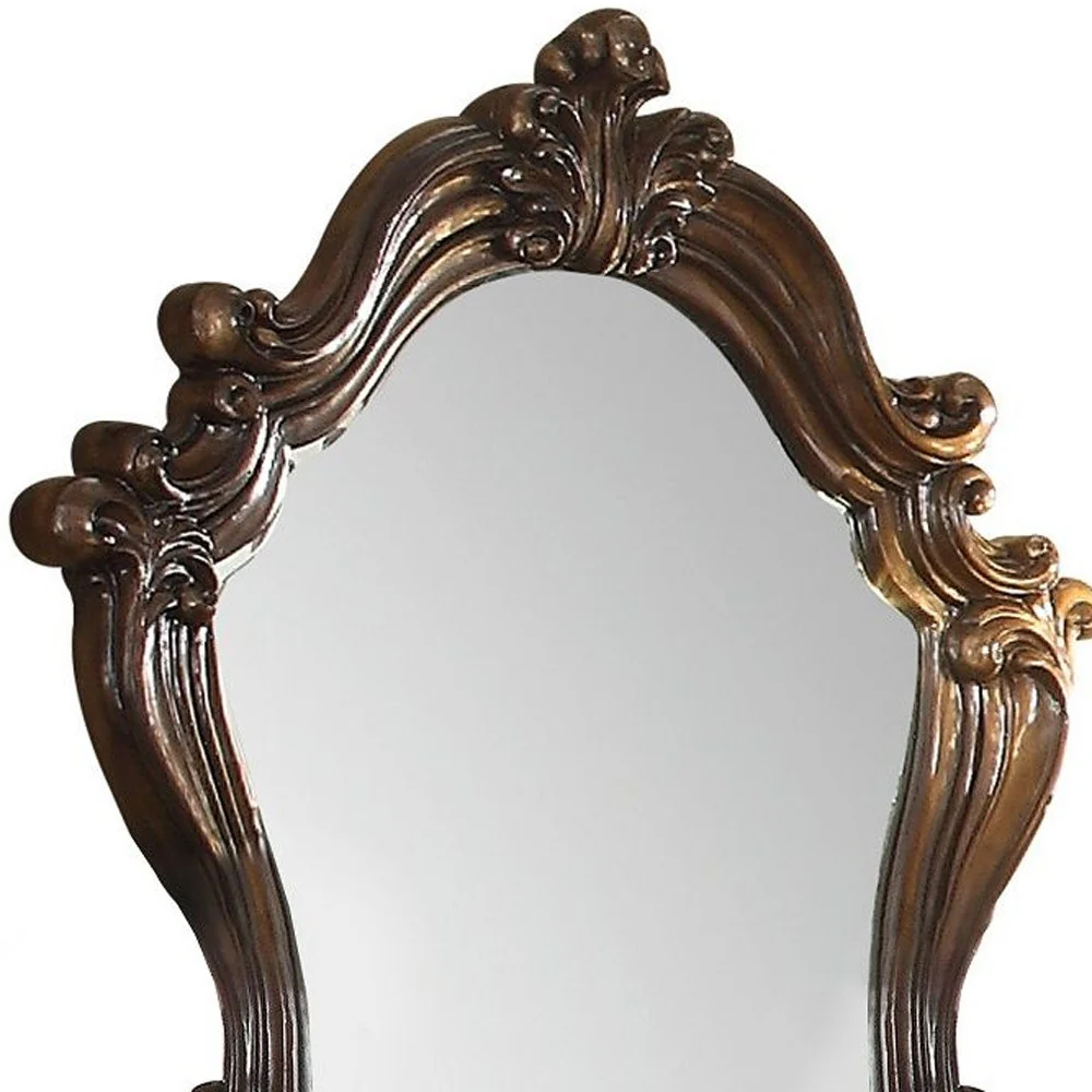 Cherry Oak Glass Mirror By Homeroots - Image 3