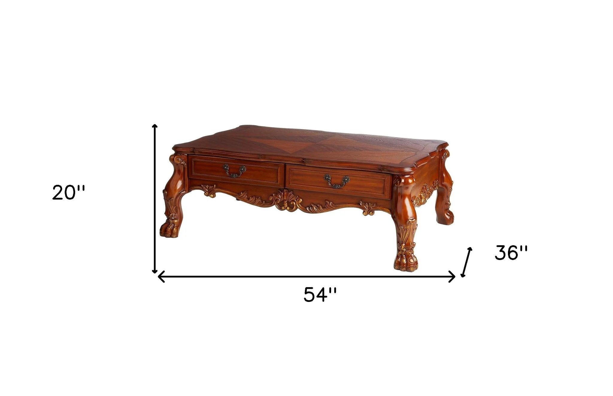 Cherry Oak Wood Coffee Table By Homeroots - Image 4