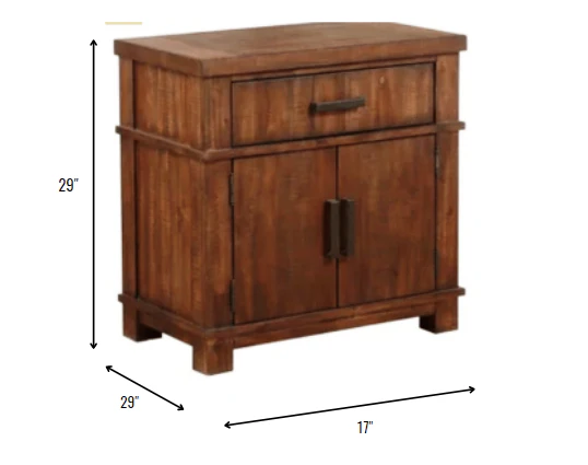 Cherry Oak Wood Nightstand By Homeroots - 347155 - Image 3
