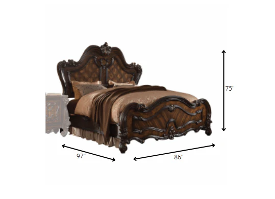 Cherry Oak Wood Poly Resin California King Bed By Homeroots - 348180 - Image 3