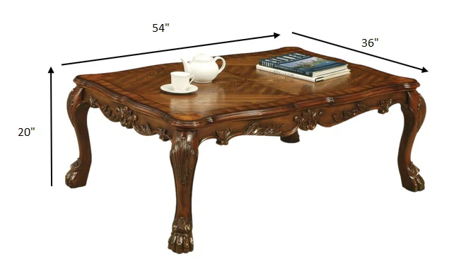 Cherry Oak Wood Poly Resin Coffee Table By Homeroots - Image 3