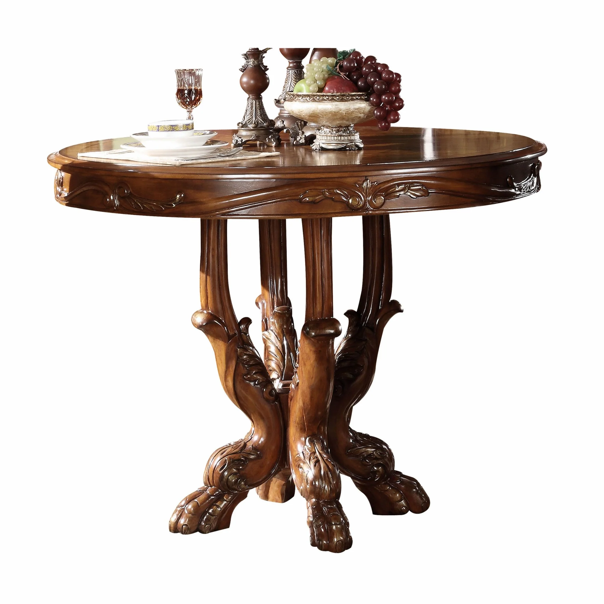 Cherry Oak Wood Poly Resin Counter Height Table By Homeroots - Image 2