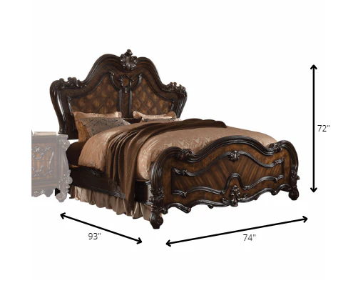 Cherry Oak Wood Poly Resin Queen Bed By Homeroots - 348182 - Image 3