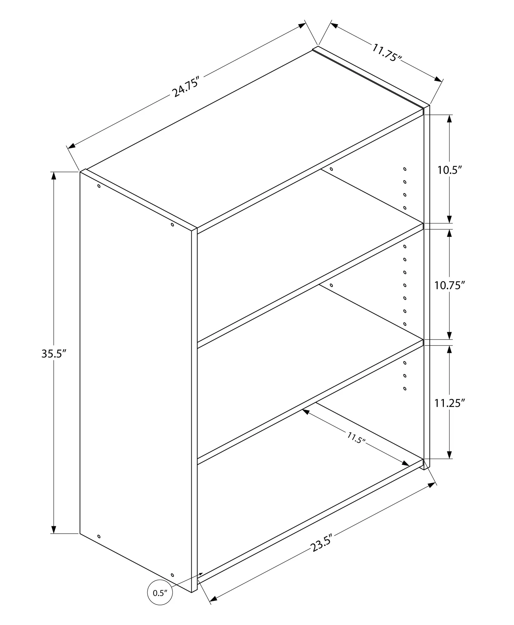 Cherry Shelves Bookcase By Homeroots - Image 3