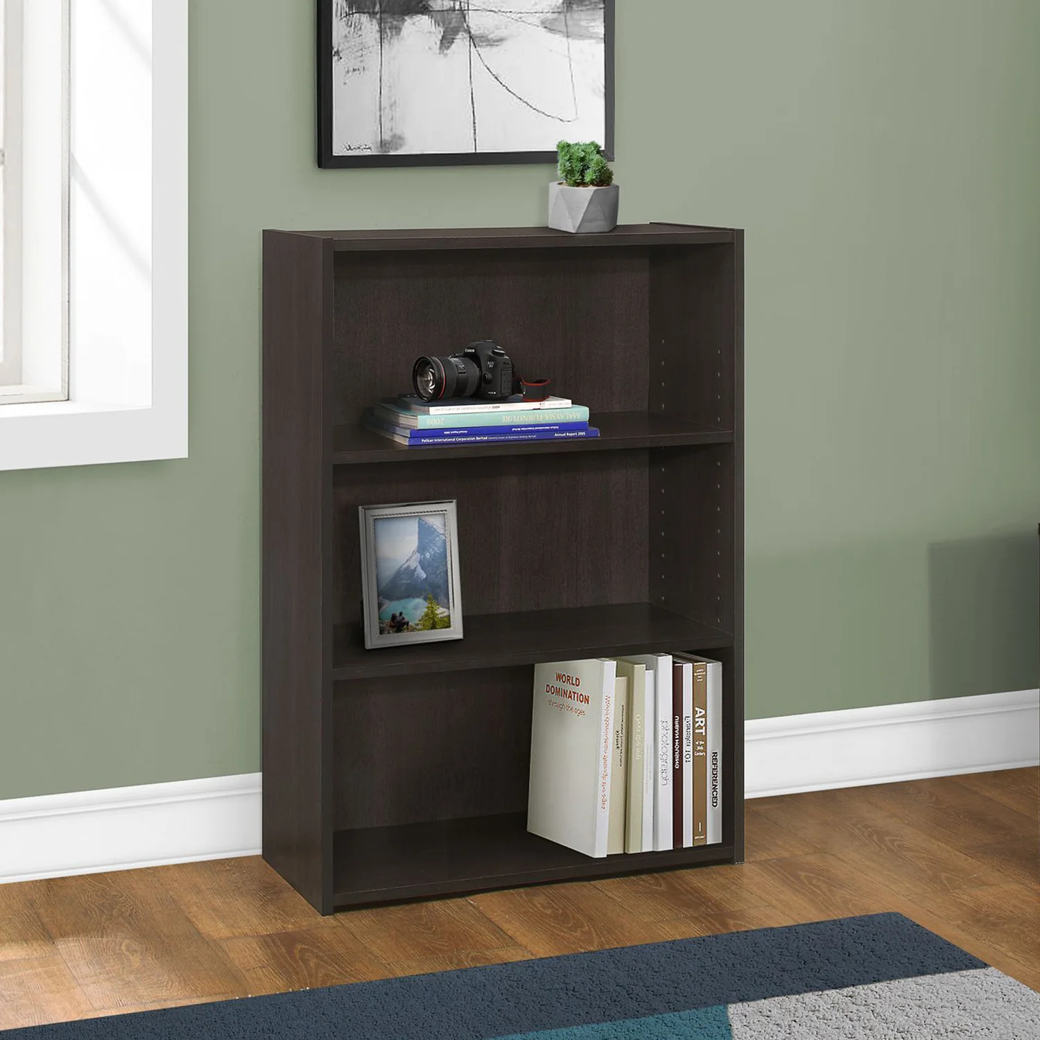 Cherry Shelves Bookcase By Homeroots - Image 9