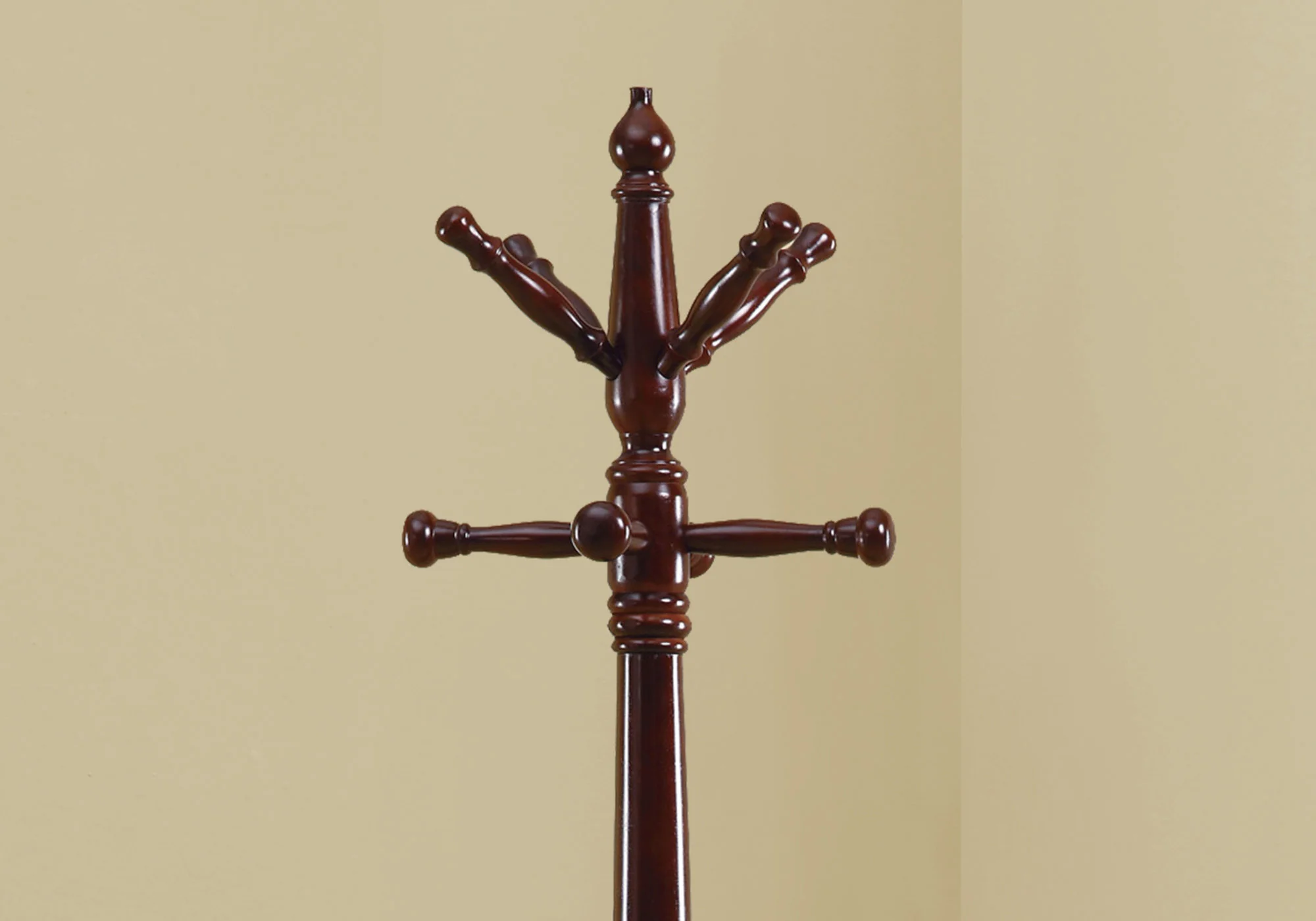 Cherry Solid Wood Finish Coat Rack with Triple Tiered Coat Stand By Homeroots - Image 2