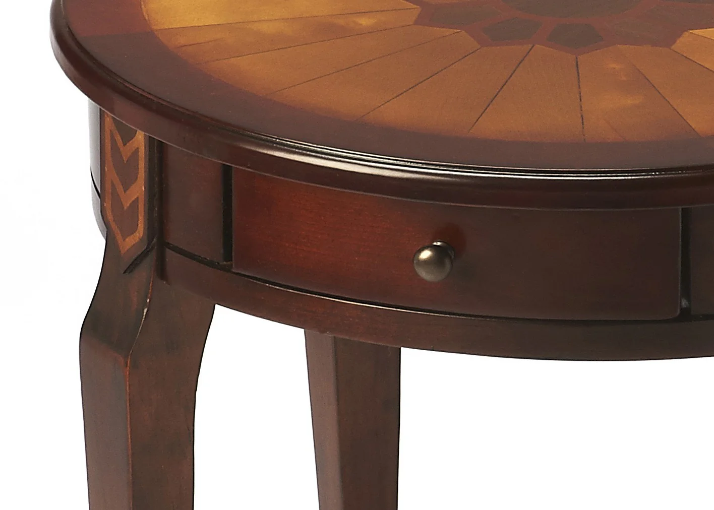 Cherry With Maple Inlay Round Accent Table By Homeroots - Image 3