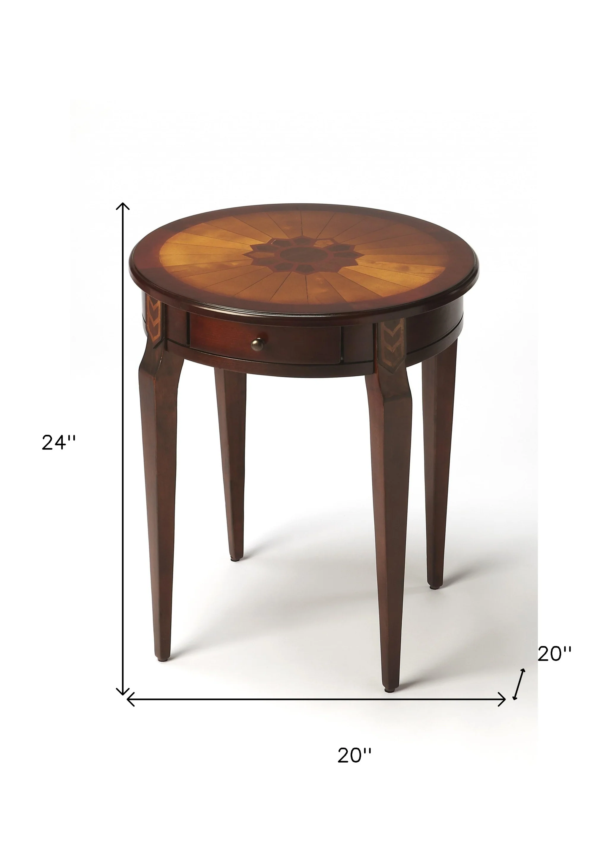 Cherry With Maple Inlay Round Accent Table By Homeroots - Image 7