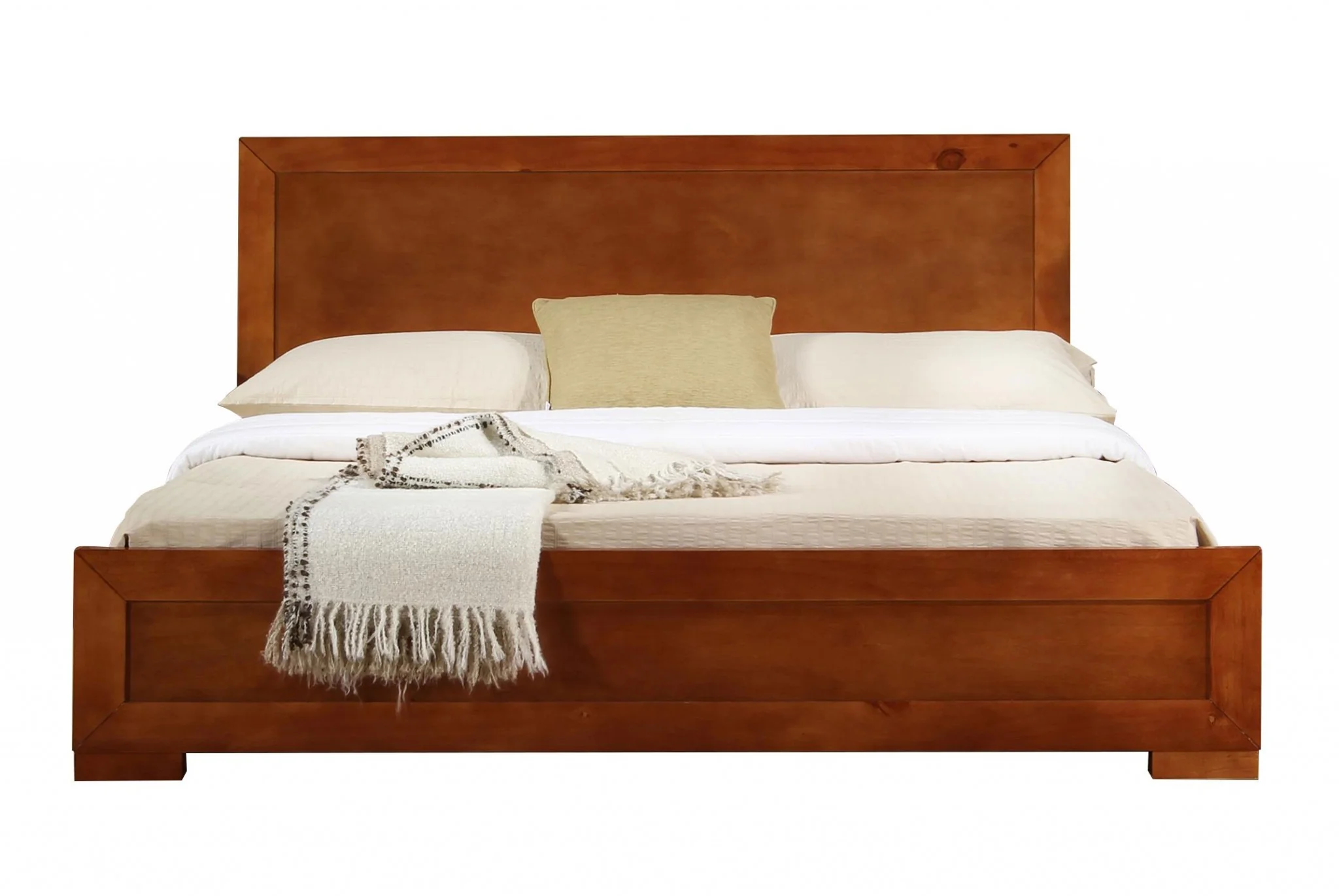 Cherry Wood Full Platform Bed By Homeroots - 397096 - Image 2