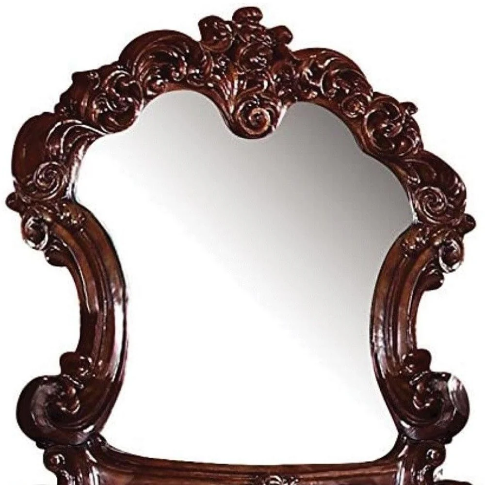 Cherry Wood Mirror By Homeroots - Image 3