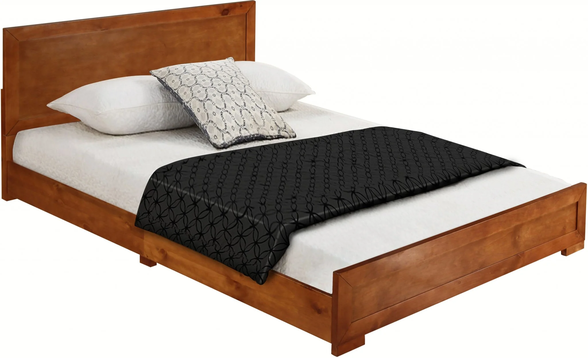 Cherry Wood Queen Platform Bed By Homeroots - 397097 - Image 3