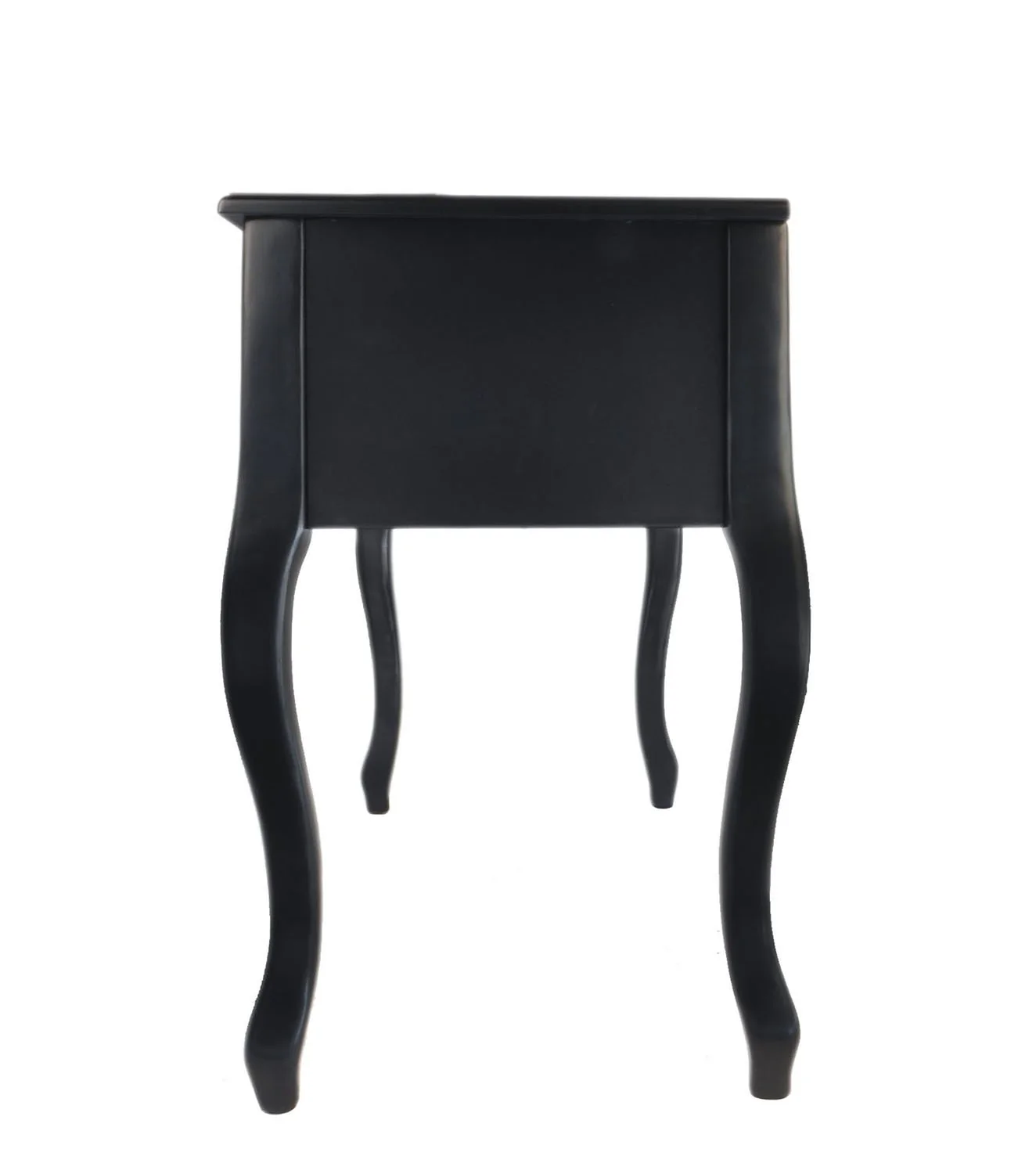 Cherub Vanity Set Featuring Stool And Mirror Black By Benzara - Image 4