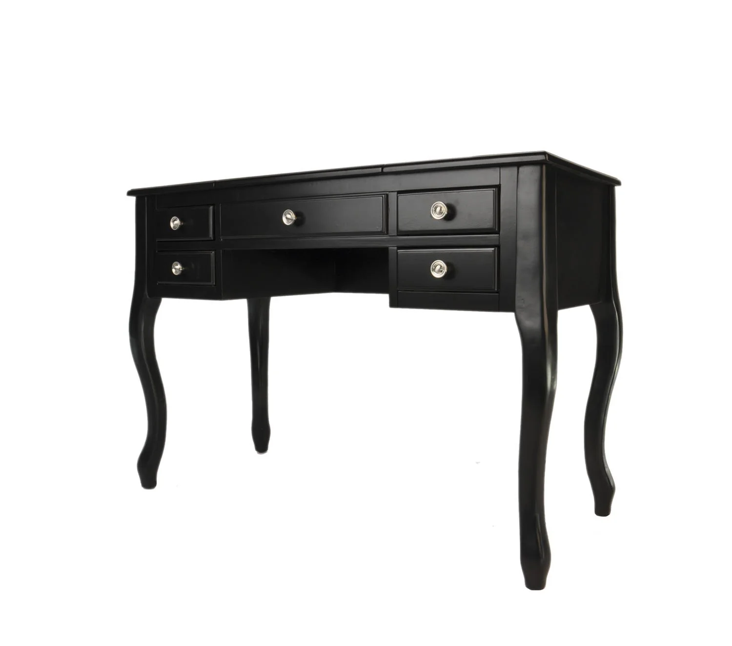 Cherub Vanity Set Featuring Stool And Mirror Black By Benzara - Image 5