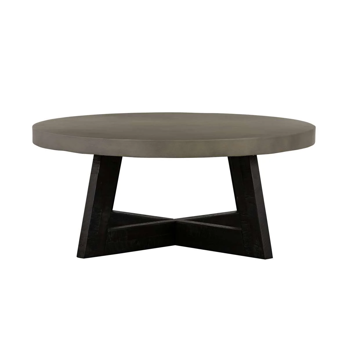 Chester Modern Concrete and Acacia Round Coffee Table By Armen Living - Image 2