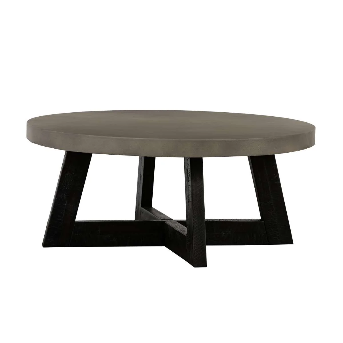 Chester Modern Concrete and Acacia Round Coffee Table By Armen Living - Image 3