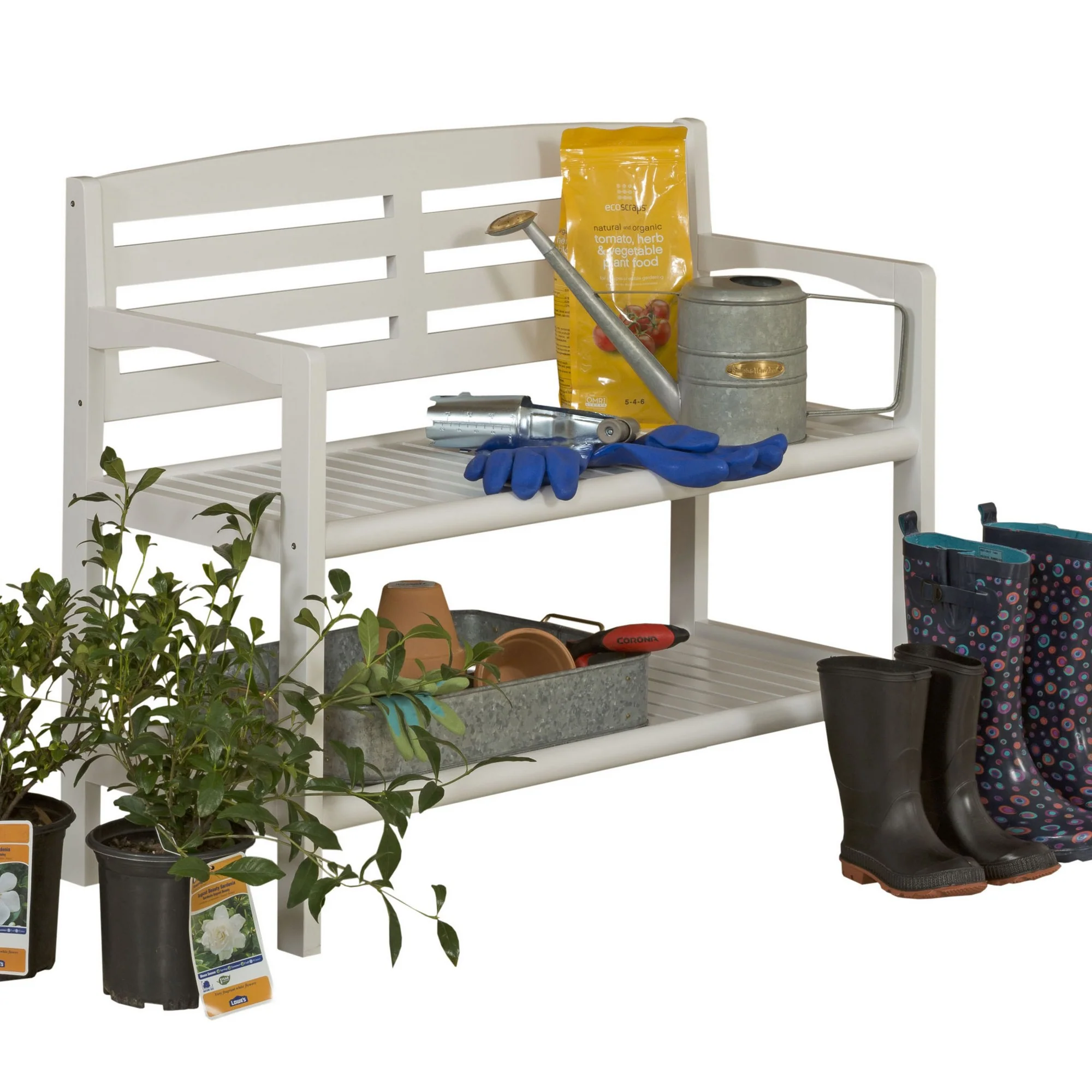 Chestnut Finish Solid Wood Slat Bench with High Back and Shelf By Homeroots - Image 8