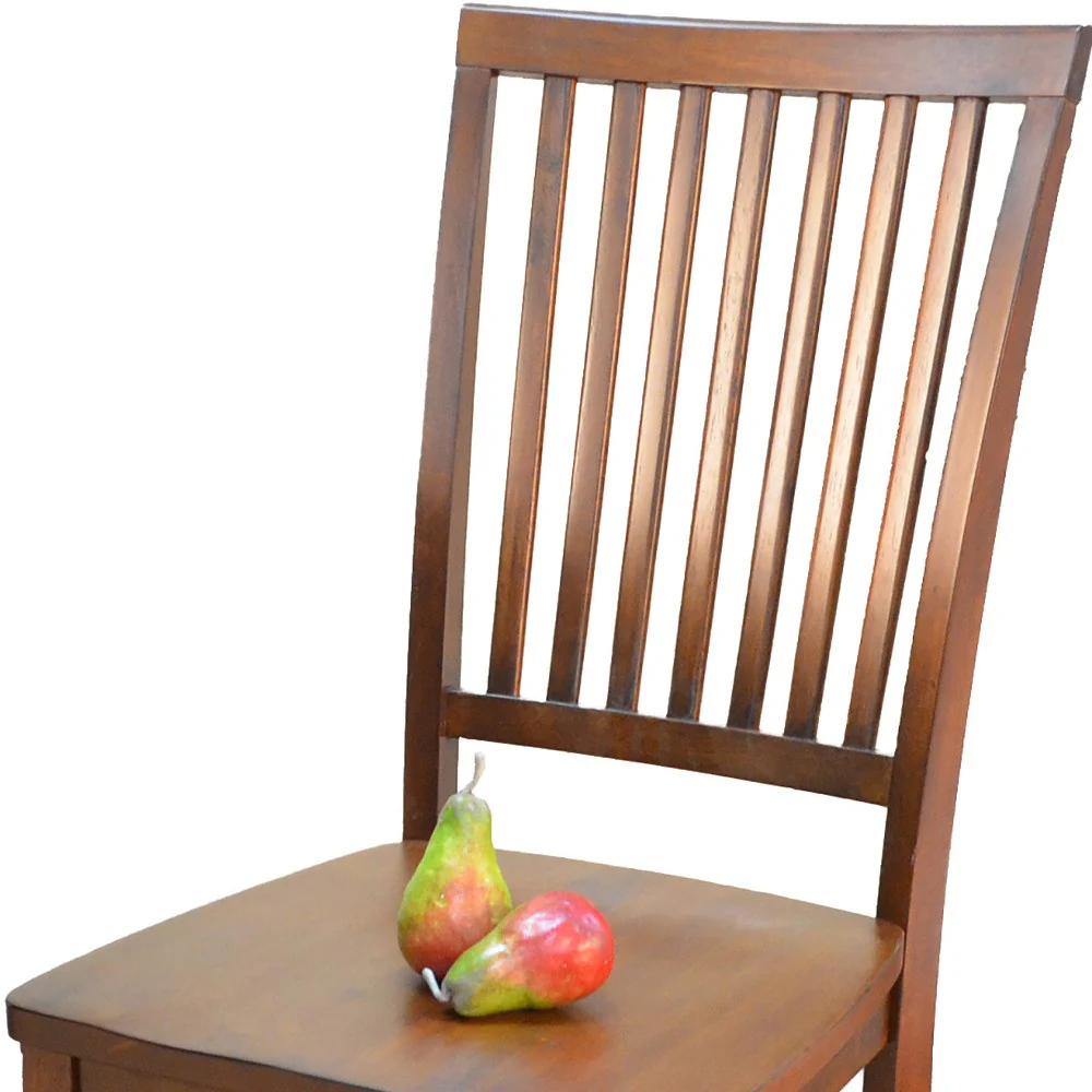 Chestnut Wood Slat Back Dining Side Chair By Homeroots - Image 4