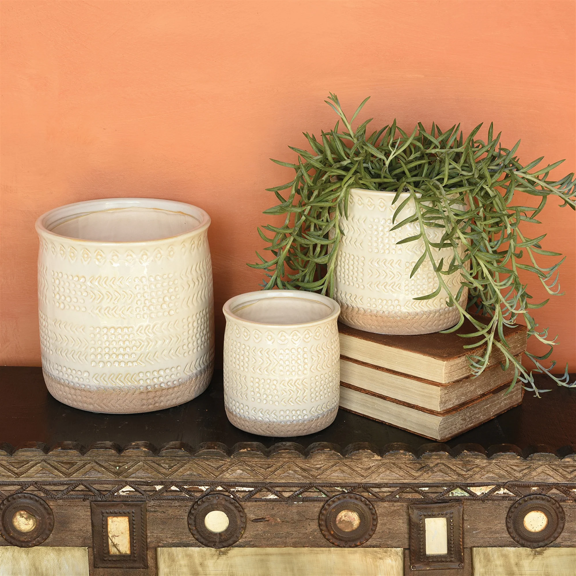 Cheyenne Cachepot, Ceramic - Medium - White Set Of 3 By HomArt - Image 8
