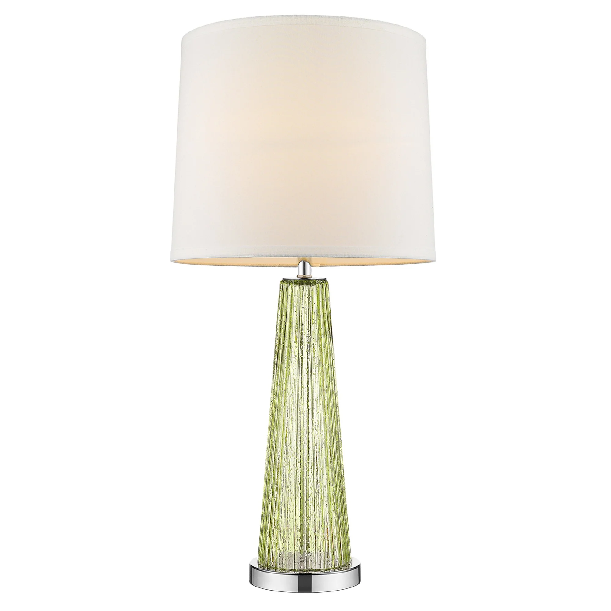 Chiara 1-Light Apple Green Glass And Polished Chrome Table Lamp With Off White Shantung Shade By Homeroots - Image 2