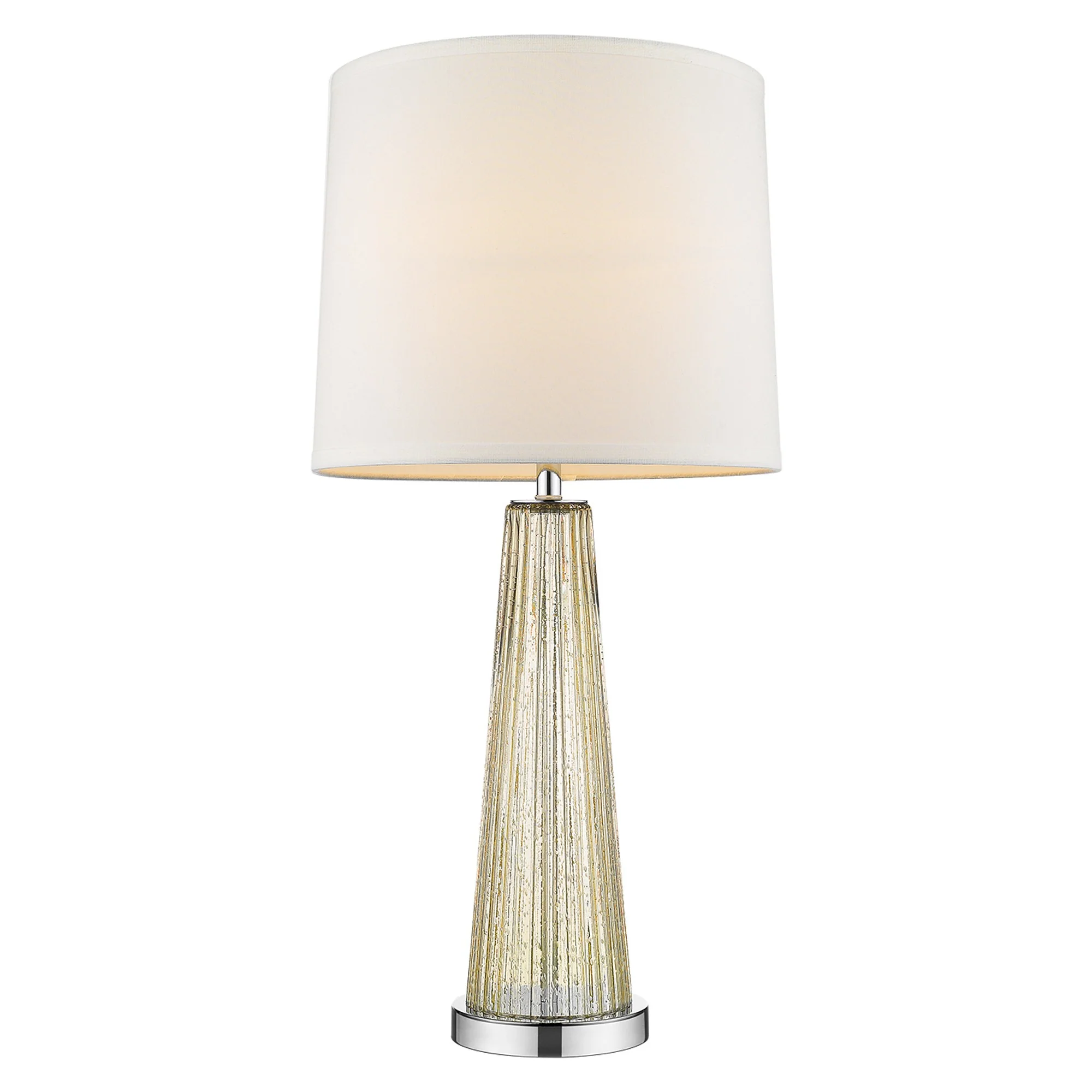 Chiara 1-Light Champagne Glass And Polished Chrome Table Lamp With Off White Shantung Shade By Homeroots - Image 2