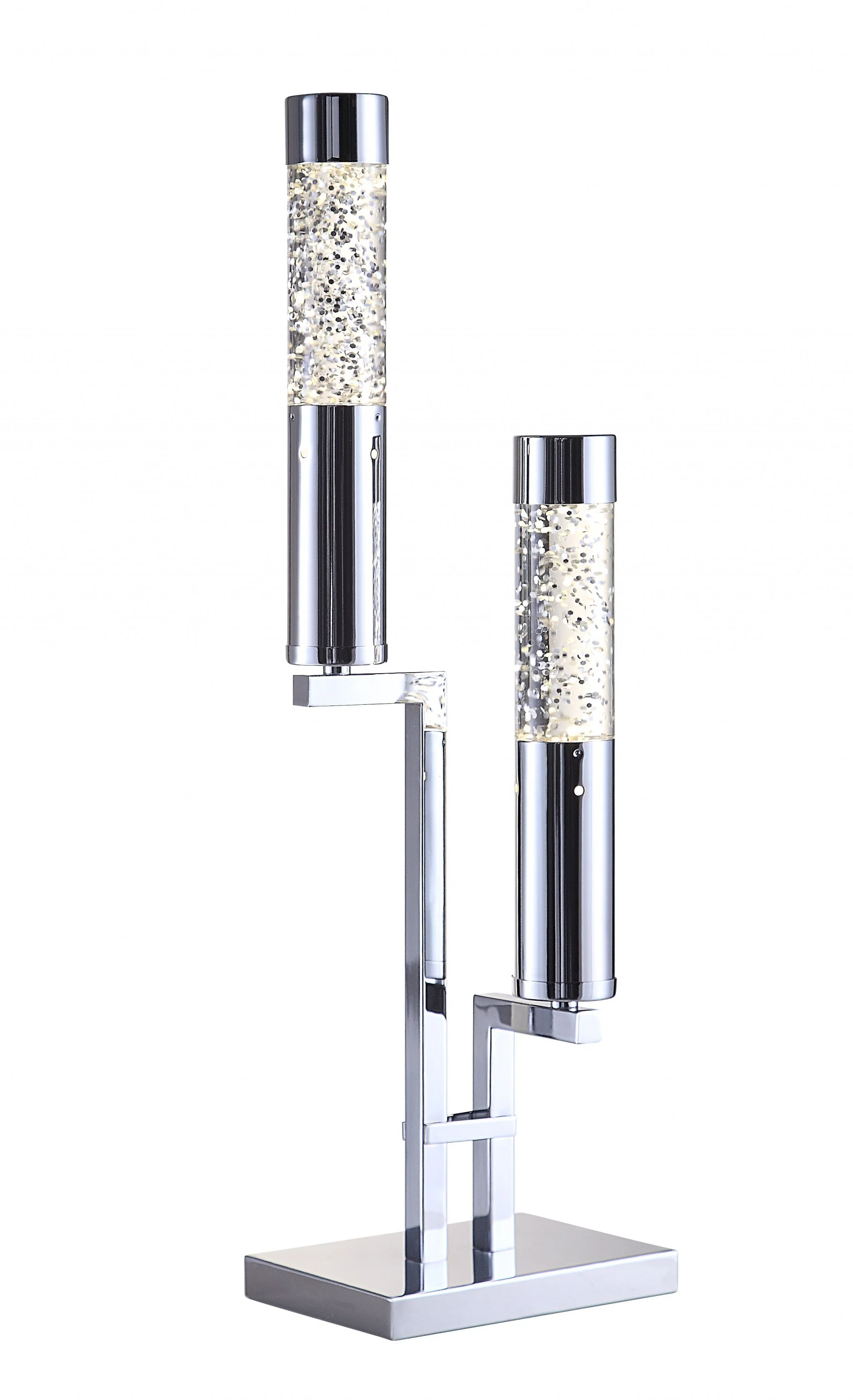 Chic Chrome Metal Glass LED Table Lamp By Homeroots - Image 2